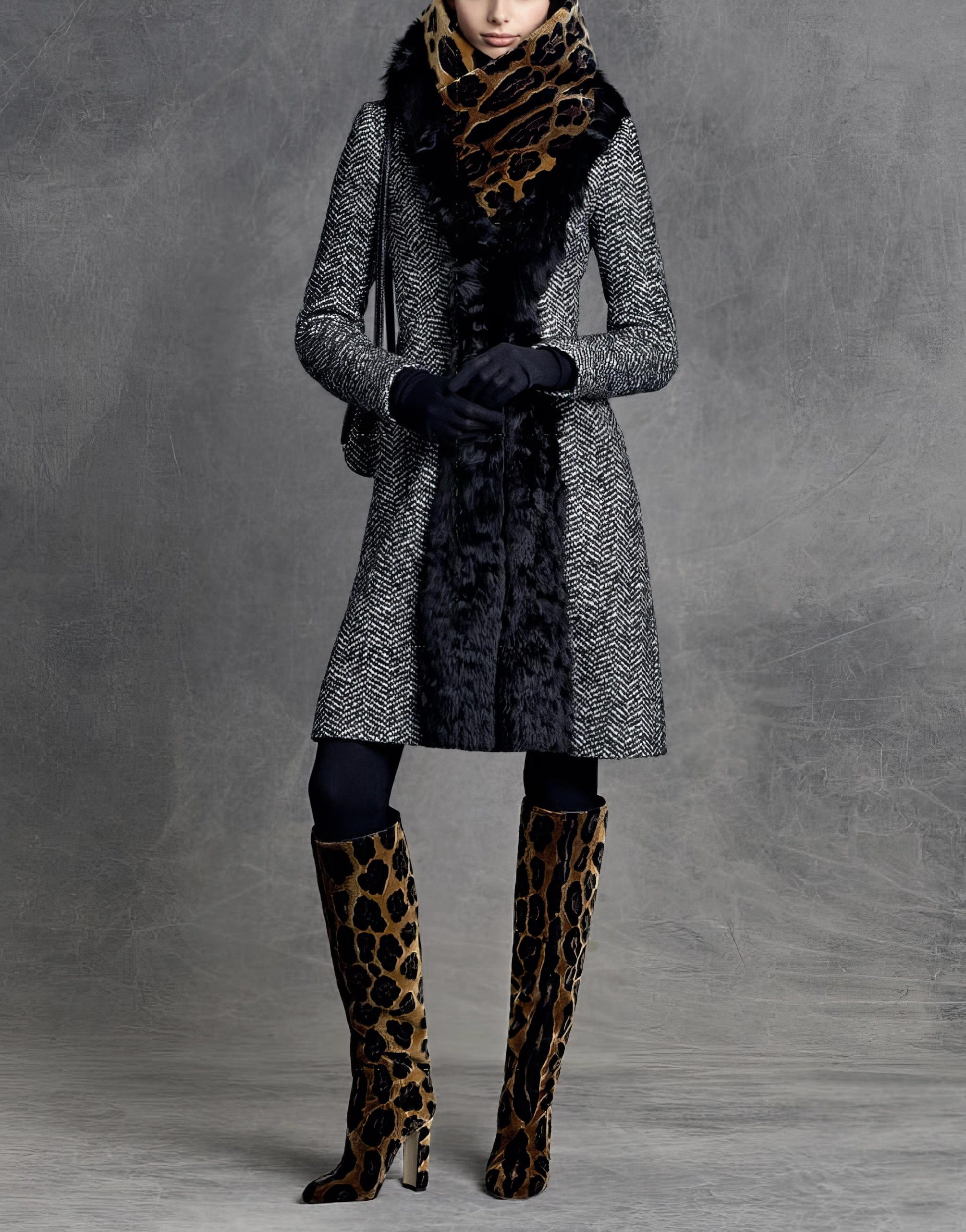 Dolce & Gabbana Velvet Leopard Print VALLY Boots