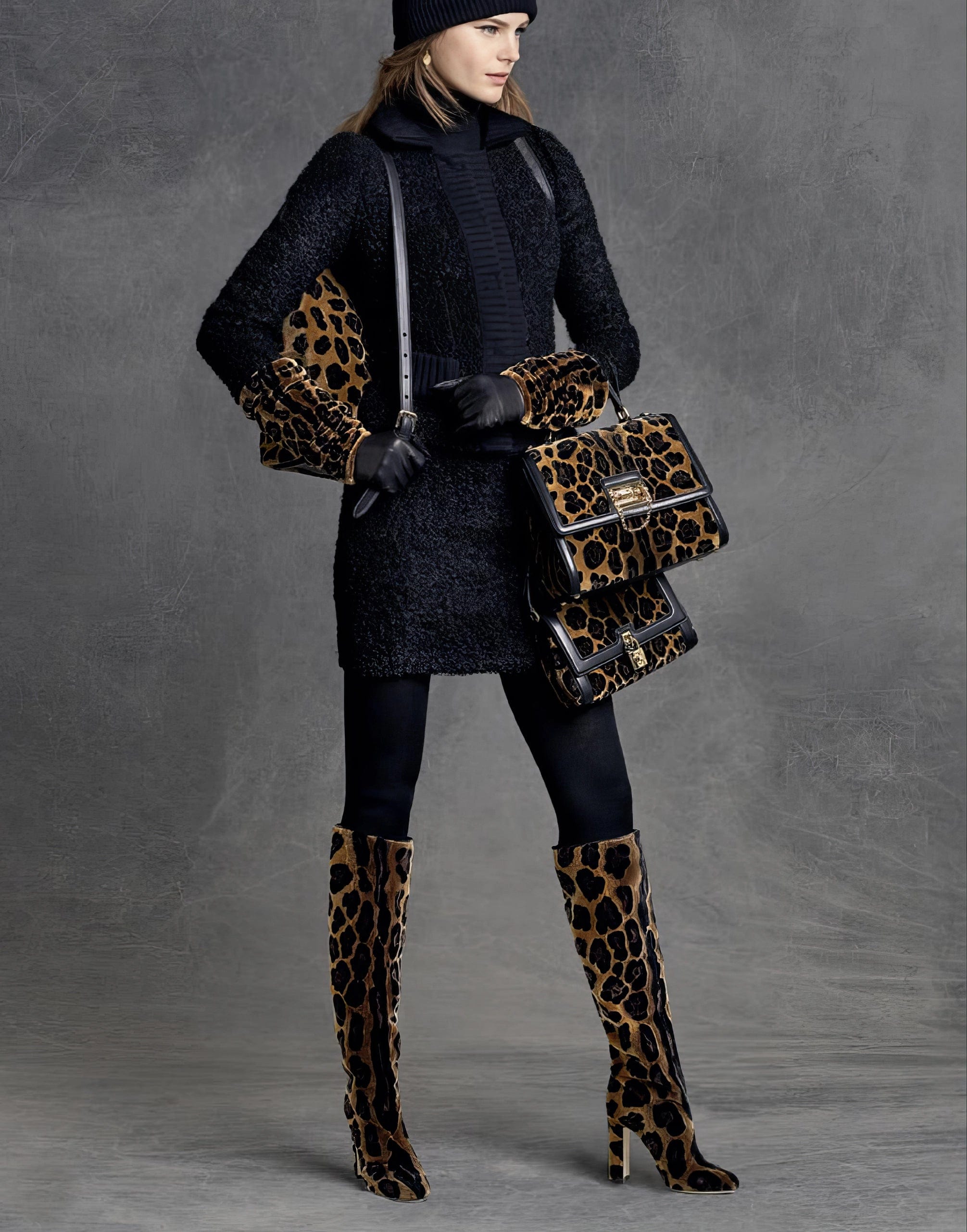 Dolce & Gabbana Velvet Leopard Print VALLY Boots