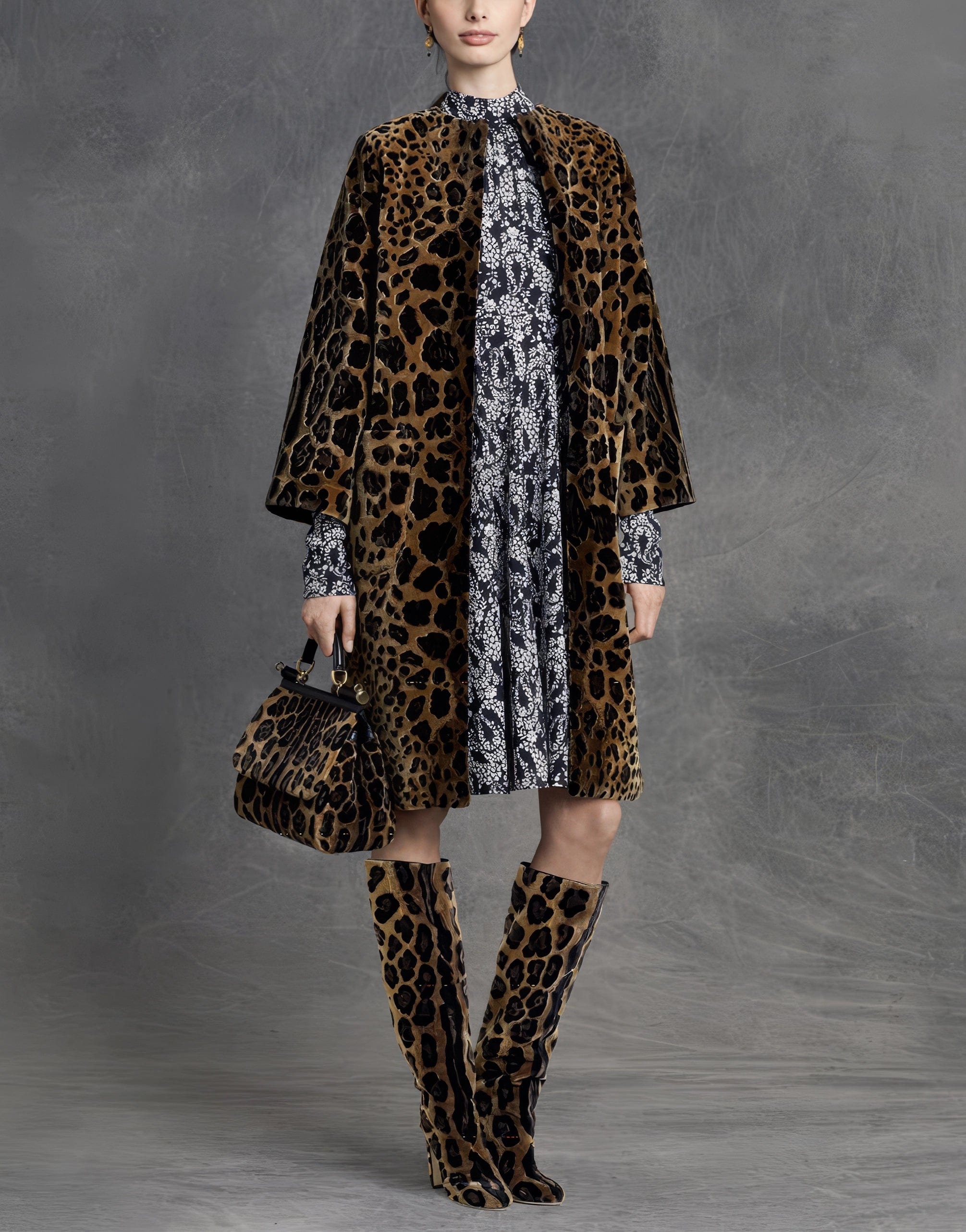 Dolce & Gabbana Velvet Leopard Print VALLY Boots