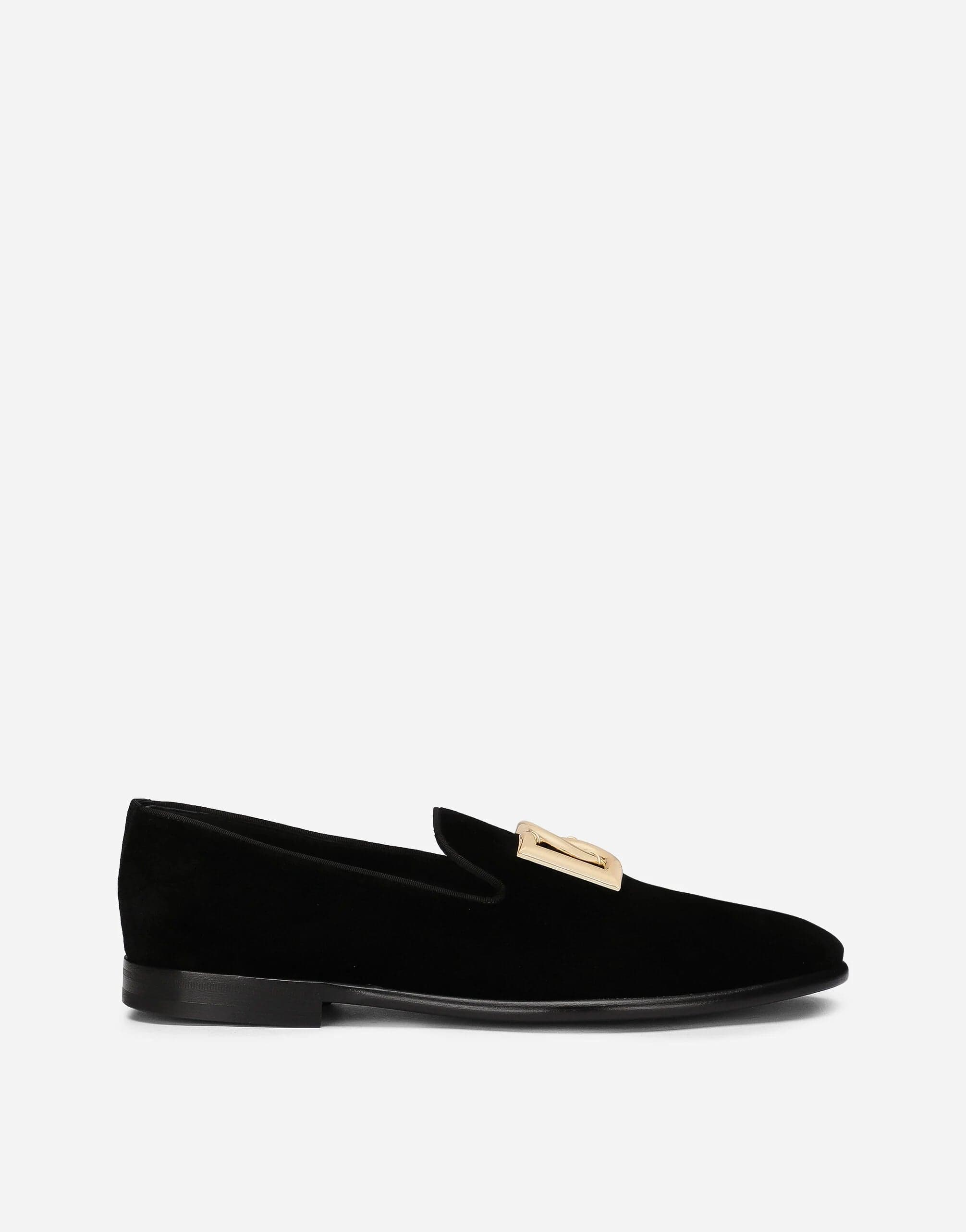 Dolce & Gabbana Velvet Slippers With DG Logo