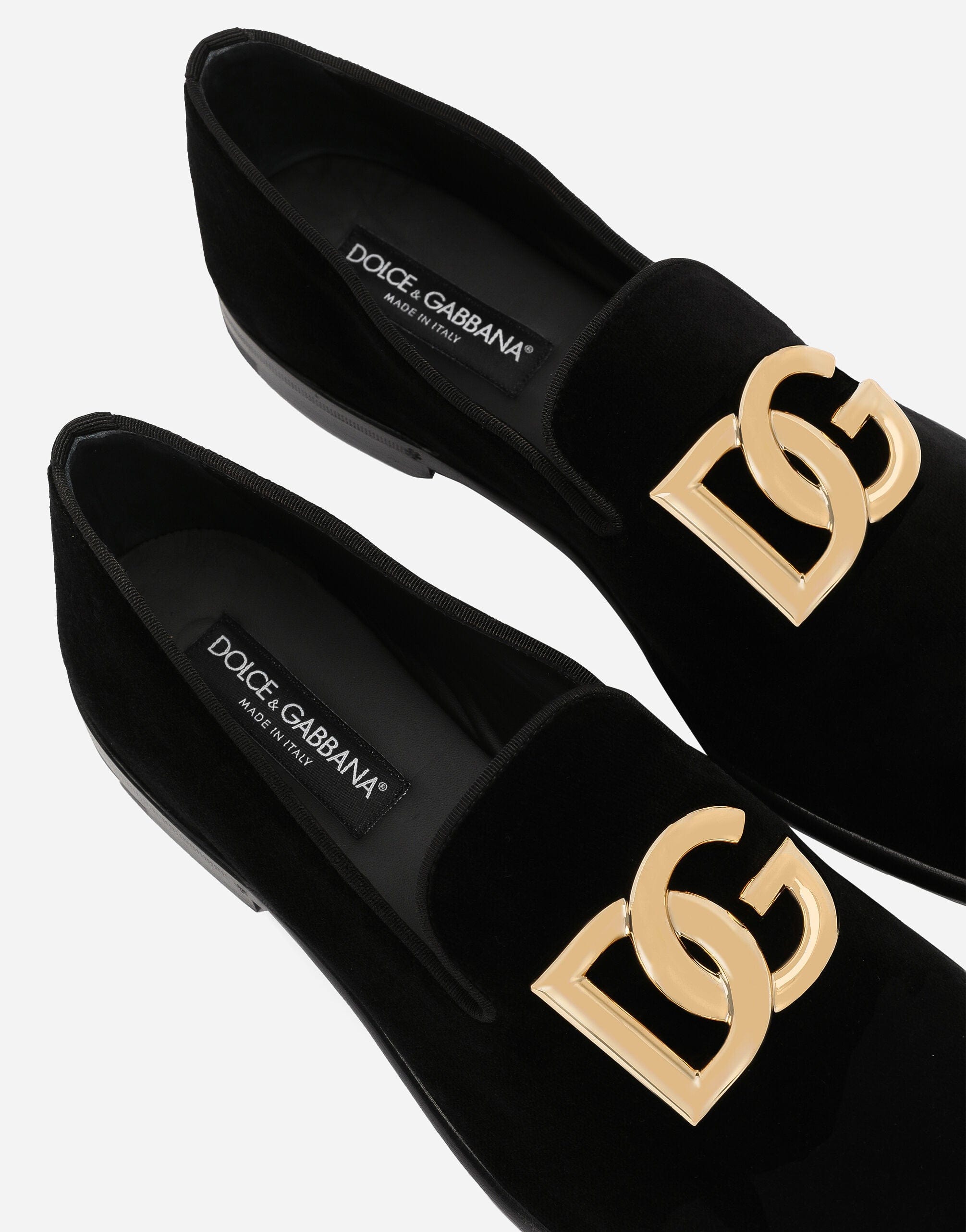 Dolce & Gabbana Velvet Slippers With DG Logo