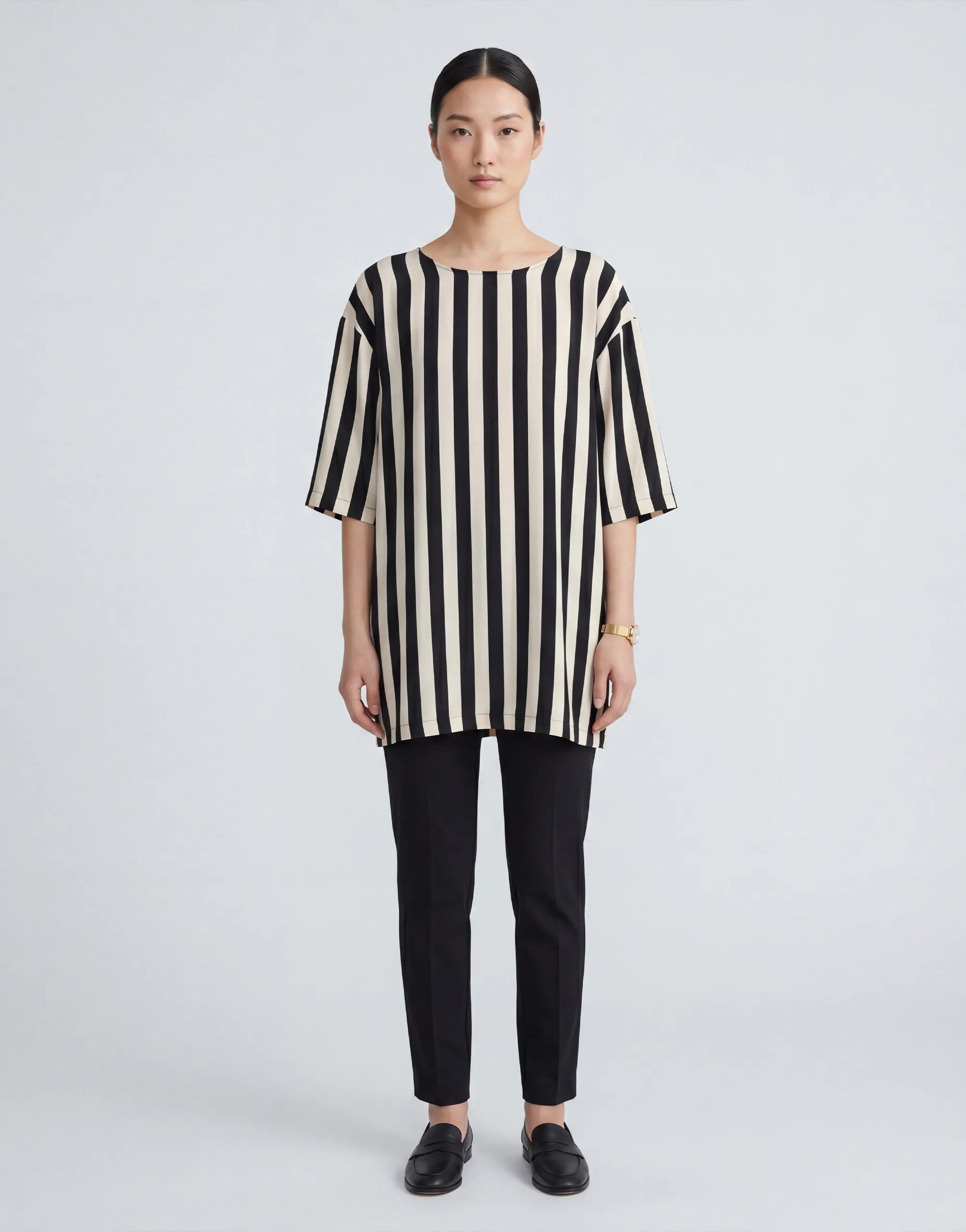 Dolce & Gabbana Vertical Stripe Tunic Silk Top - alternate view