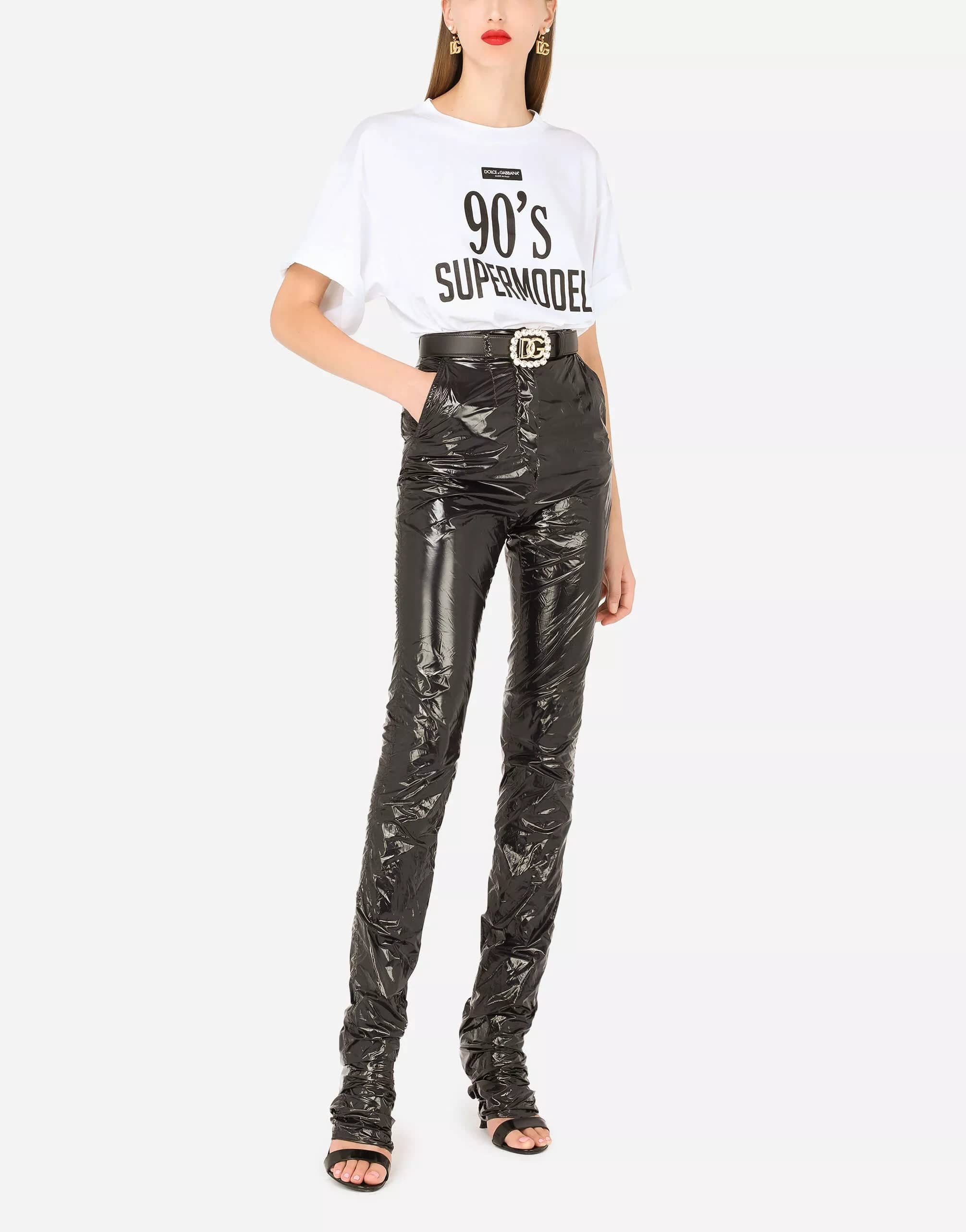 Dolce & Gabbana Vinyl Pants With Draping | Sendegaro US Dolce & Gabbana Vinyl Pants With Draping | Sendegaro US