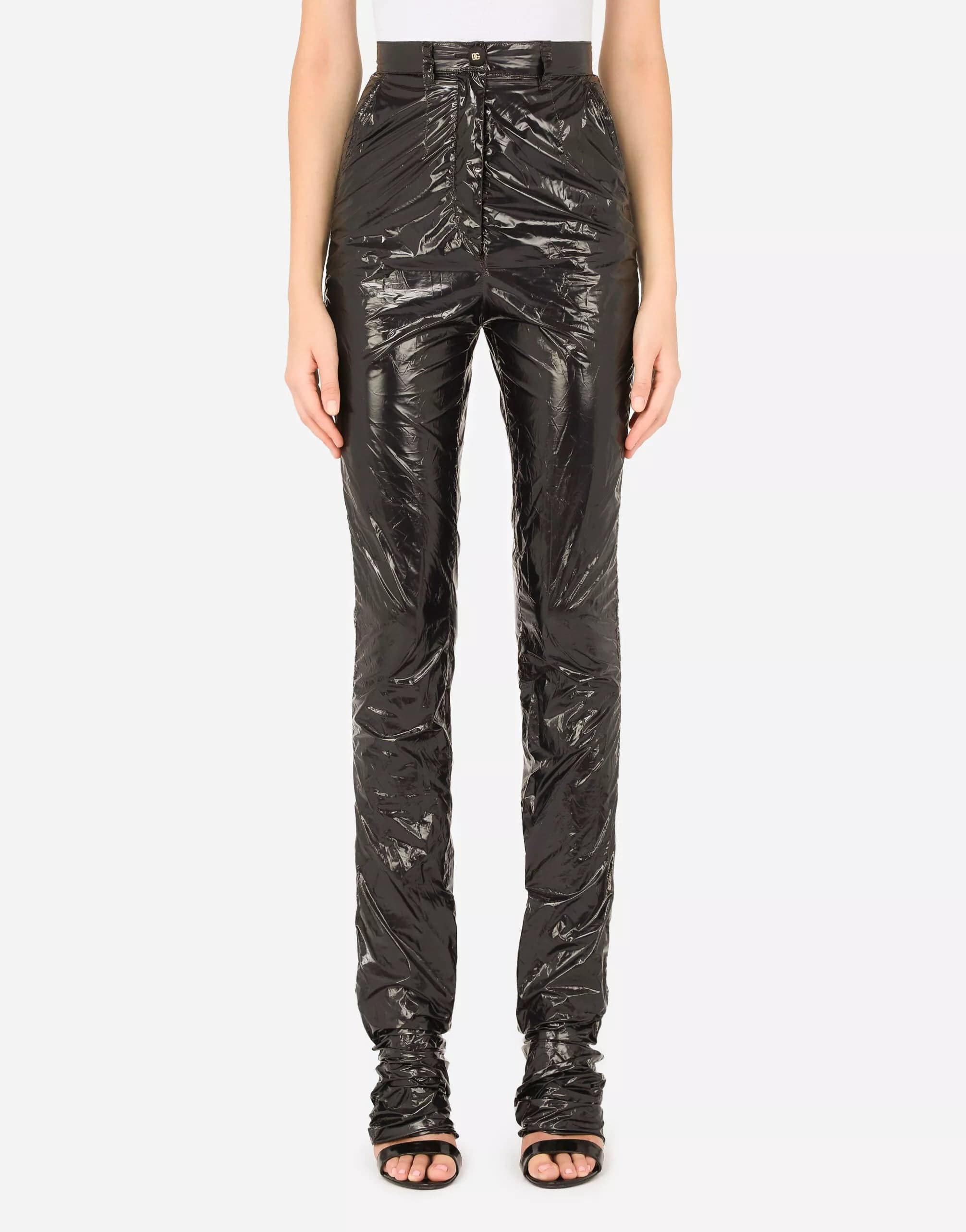 Dolce & Gabbana Vinyl Pants With Draping | Sendegaro US Dolce & Gabbana Vinyl Pants With Draping | Sendegaro US