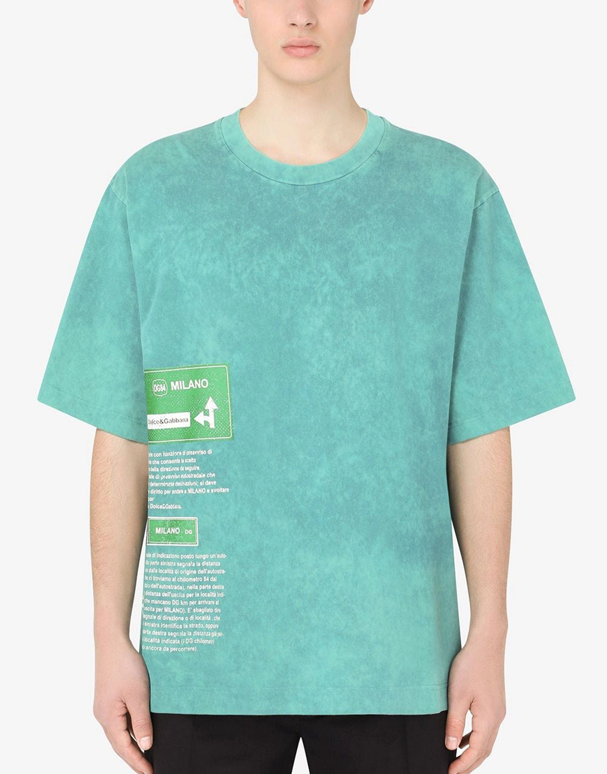 Washed Cotton T-Shirt With Print