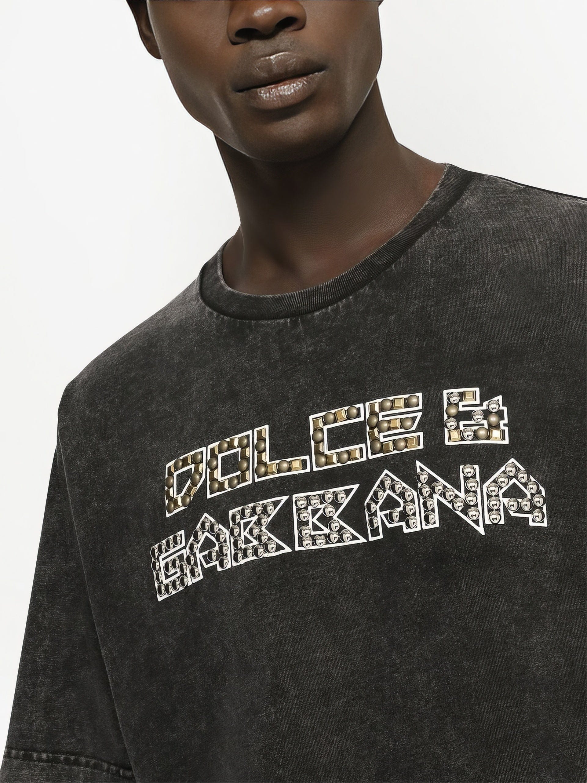 Dolce & Gabbana Washed Cotton T-Shirt With Studs