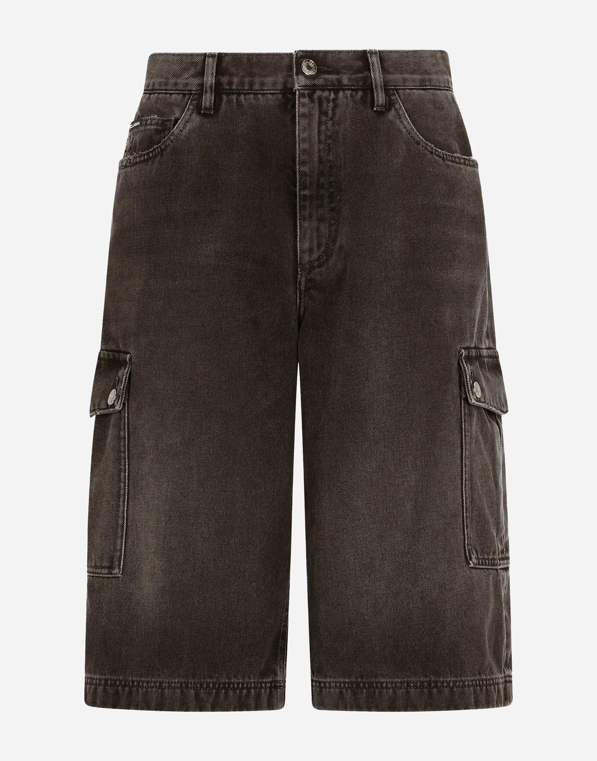Dolce & Gabbana Washed Denim Cargo Bermuda Shorts