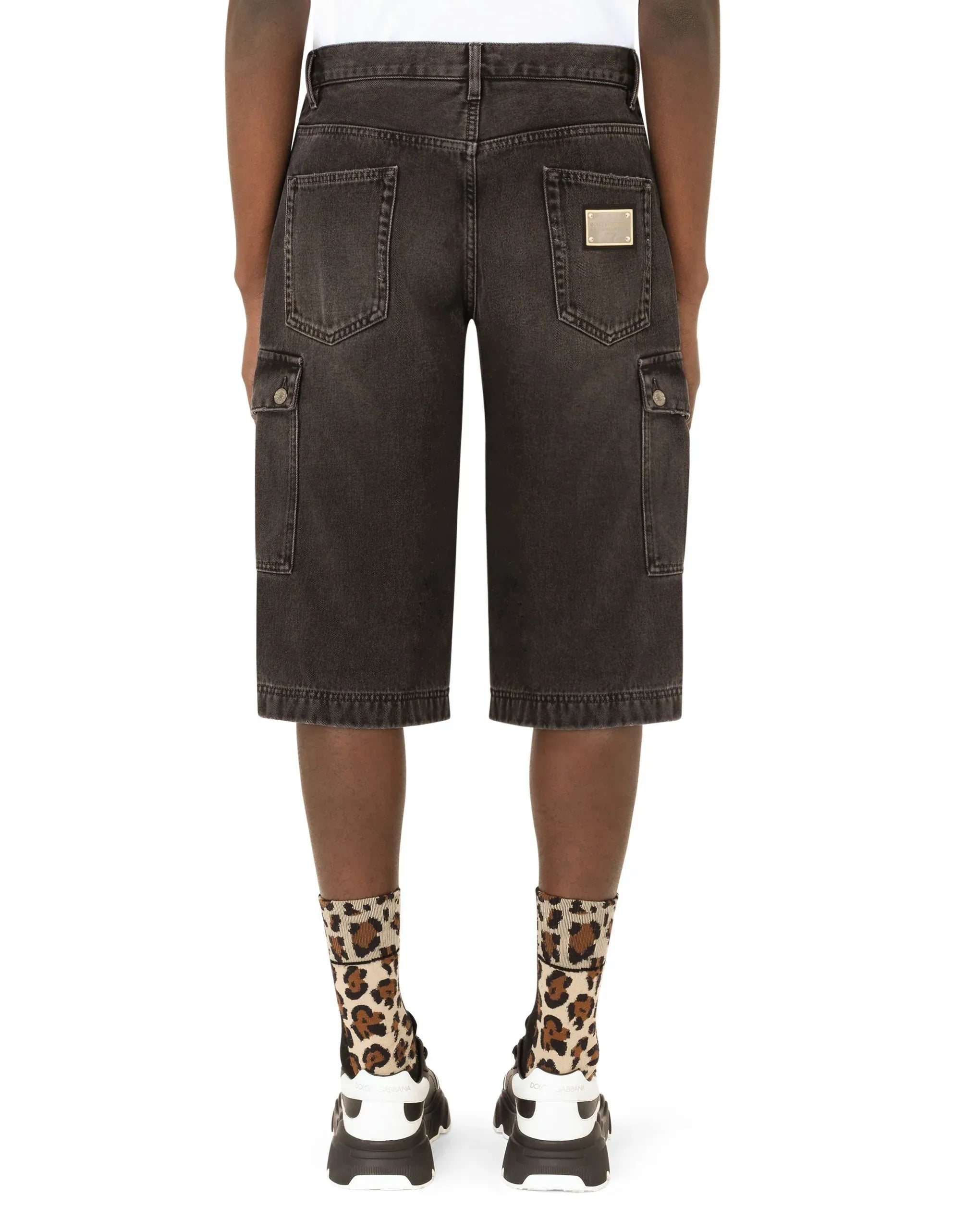 Dolce & Gabbana Washed Denim Cargo Bermuda Shorts