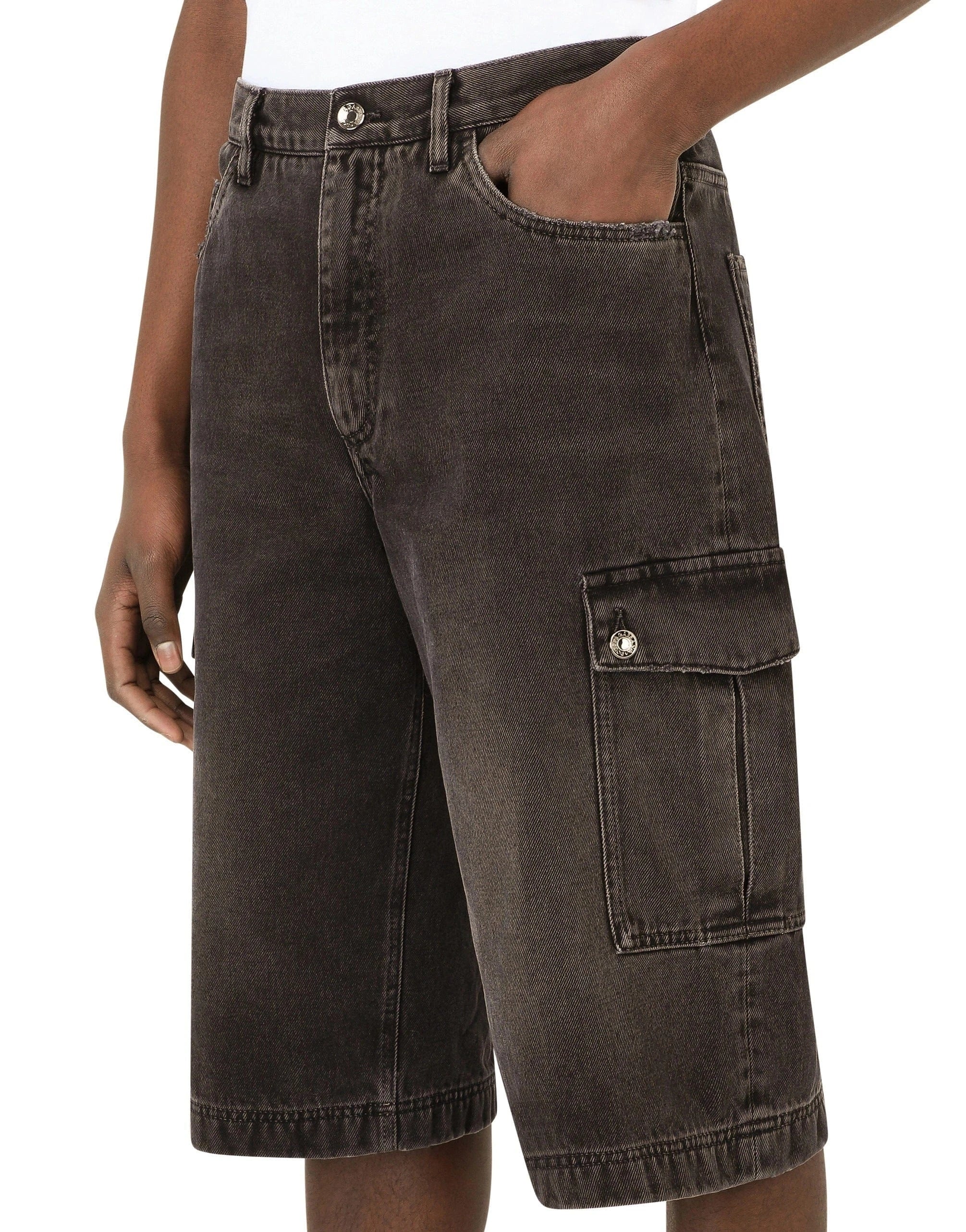Dolce & Gabbana Washed Denim Cargo Bermuda Shorts