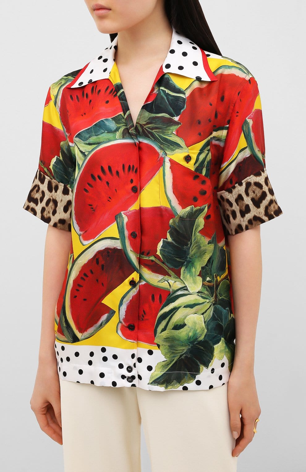 Dolce & Gabbana Watermelon-Print Silk Shirt