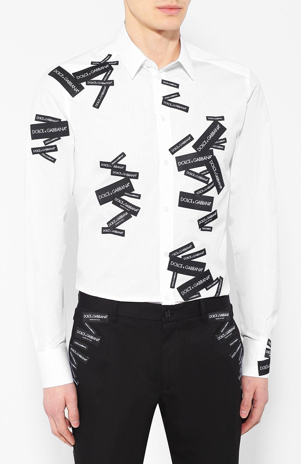 Dolce & Gabbana White All-Over Logo Cotton Shirt