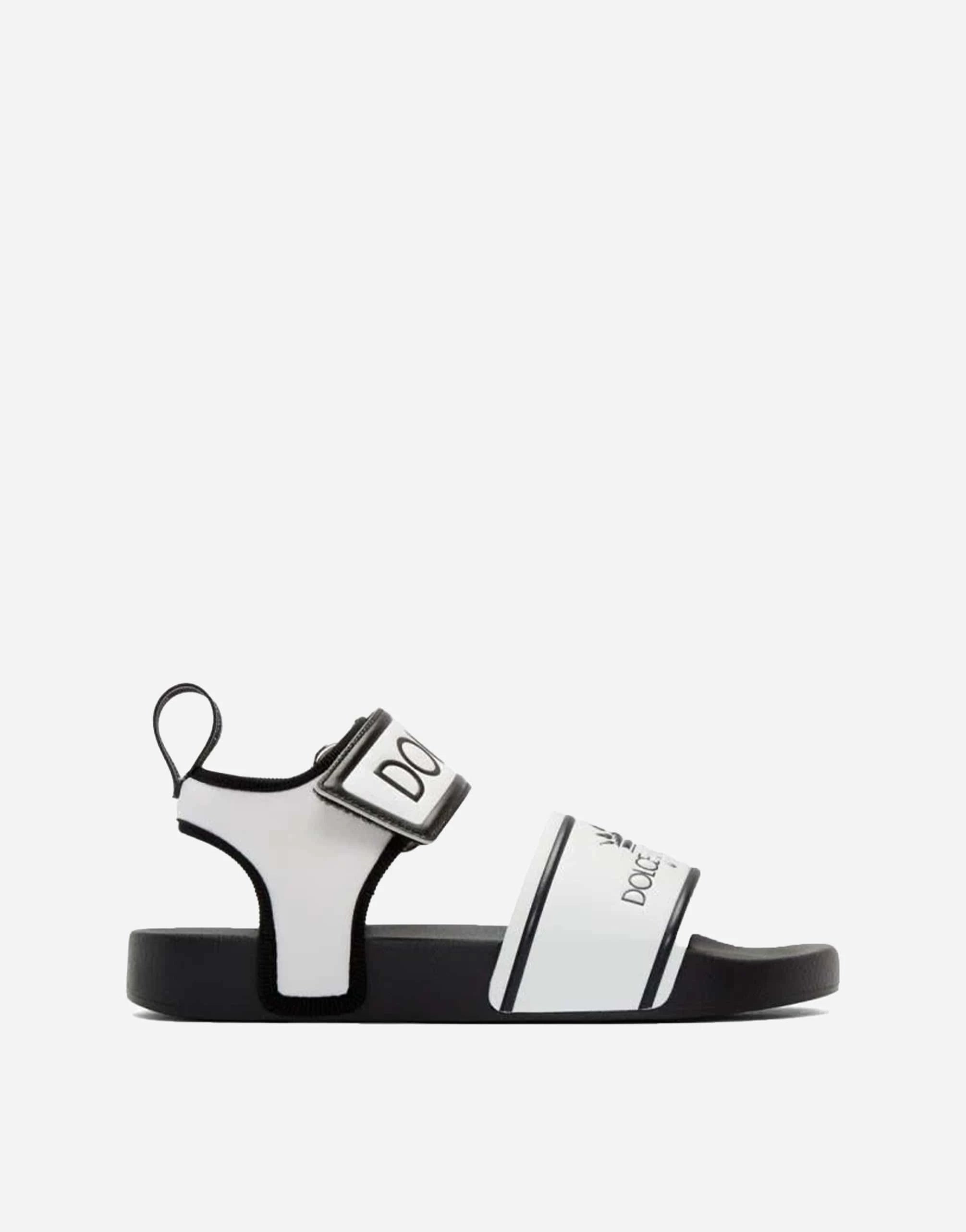 Dolce & Gabbana White And Black Logo Sandals