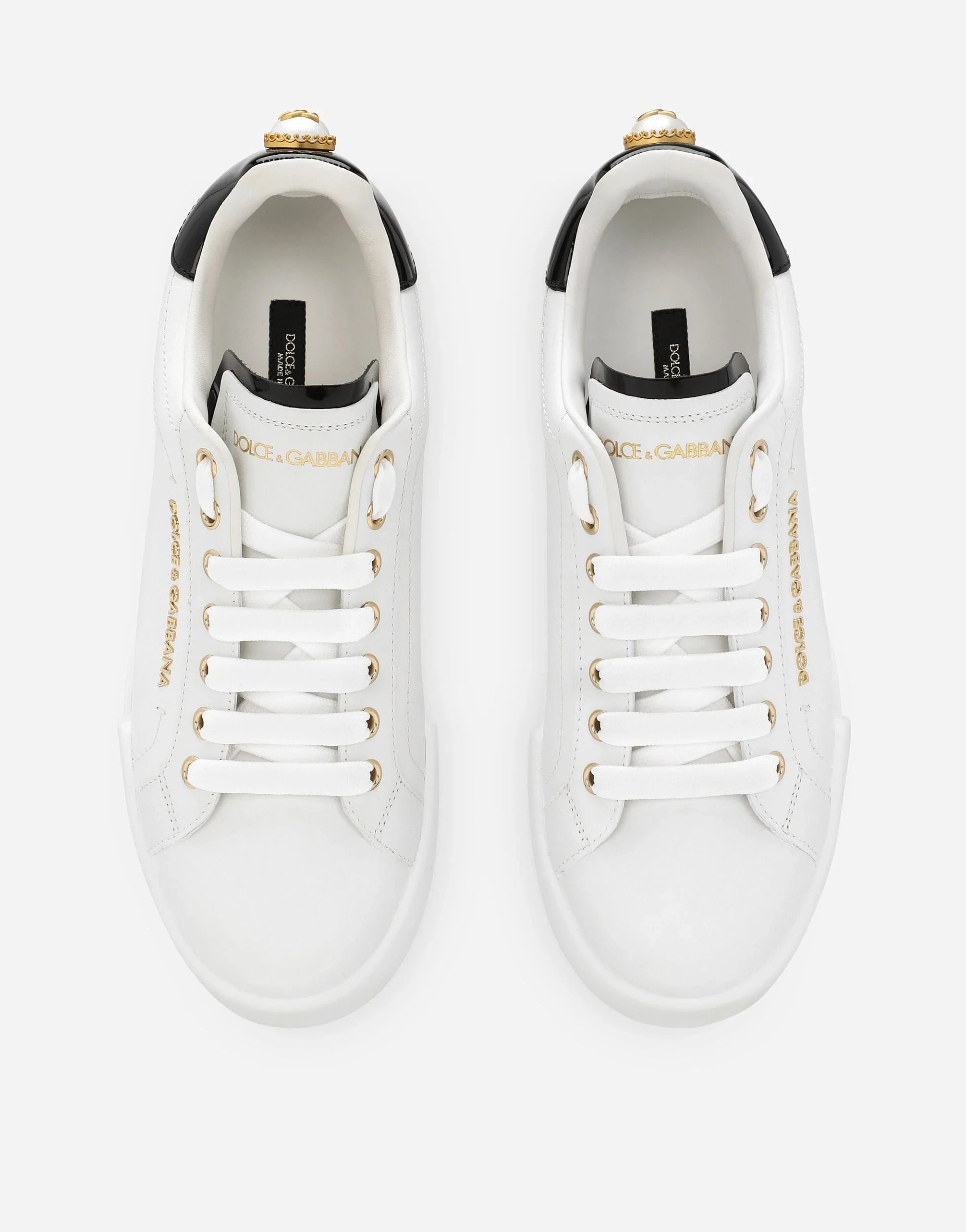 Dolce & Gabbana White Calfskin Portofino Sneakers
