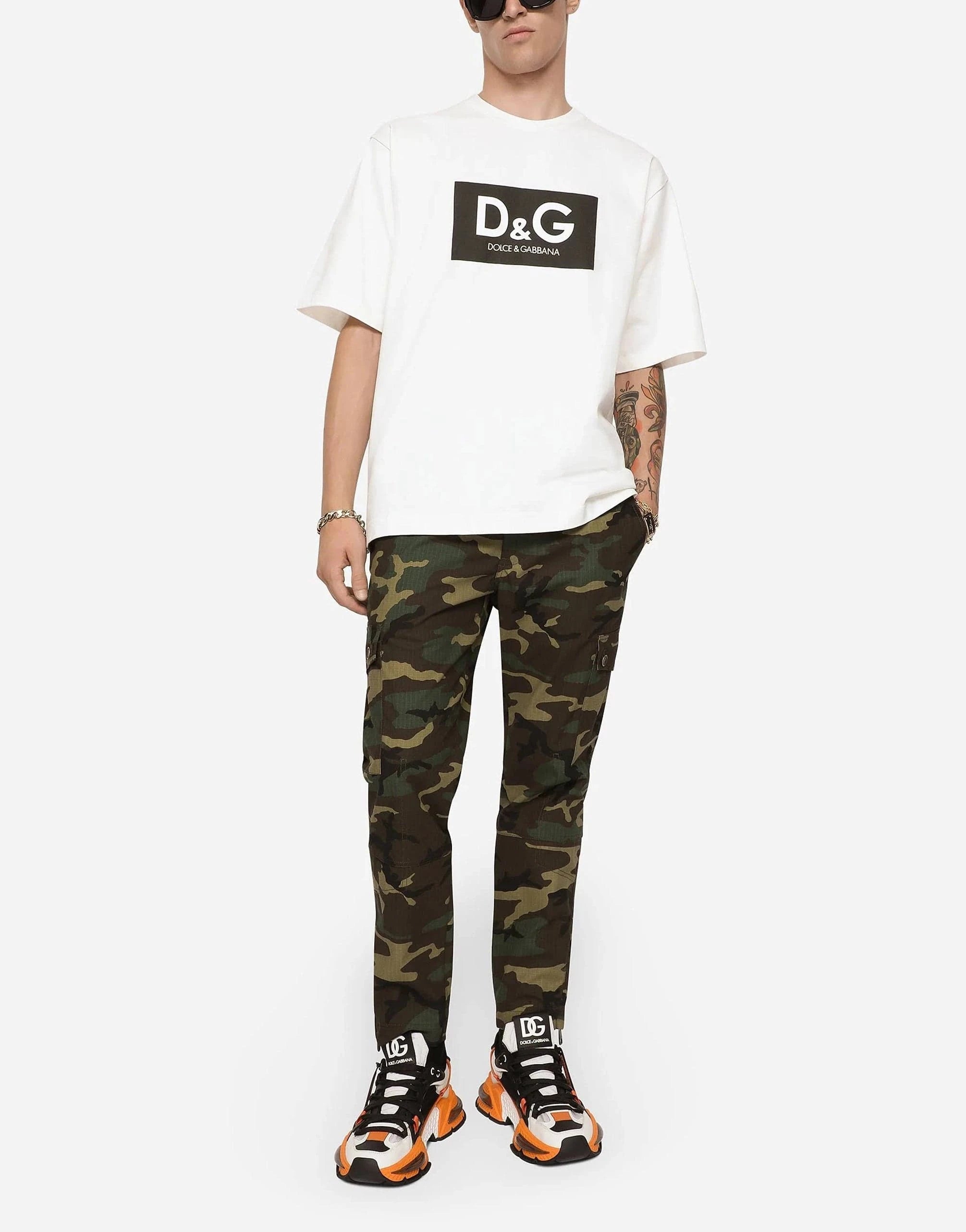 Dolce & Gabbana White D&G Print Cotton T-Shirt