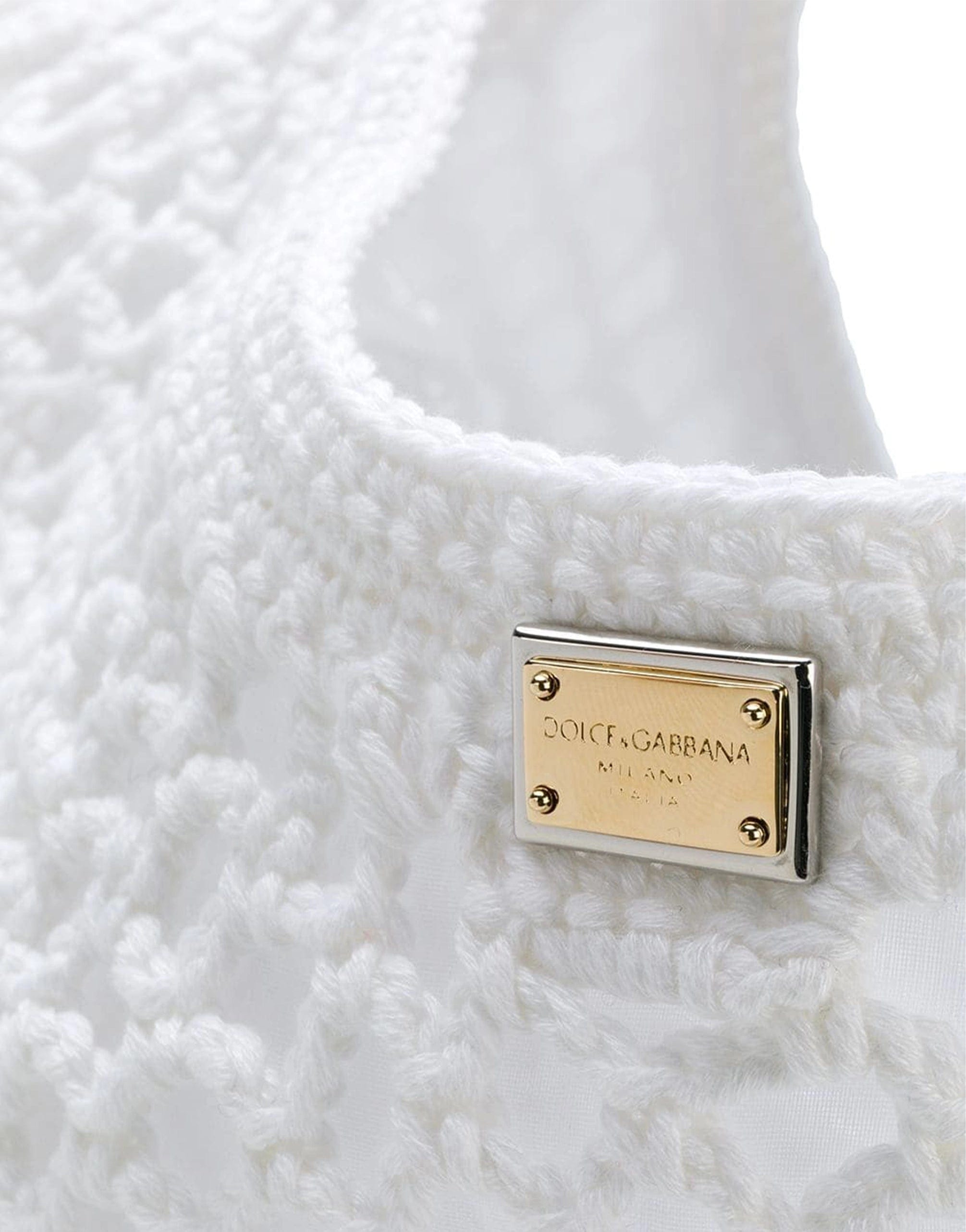 Dolce Gabbana White Embroidered Crochet Tote Bag Sendegaro DE