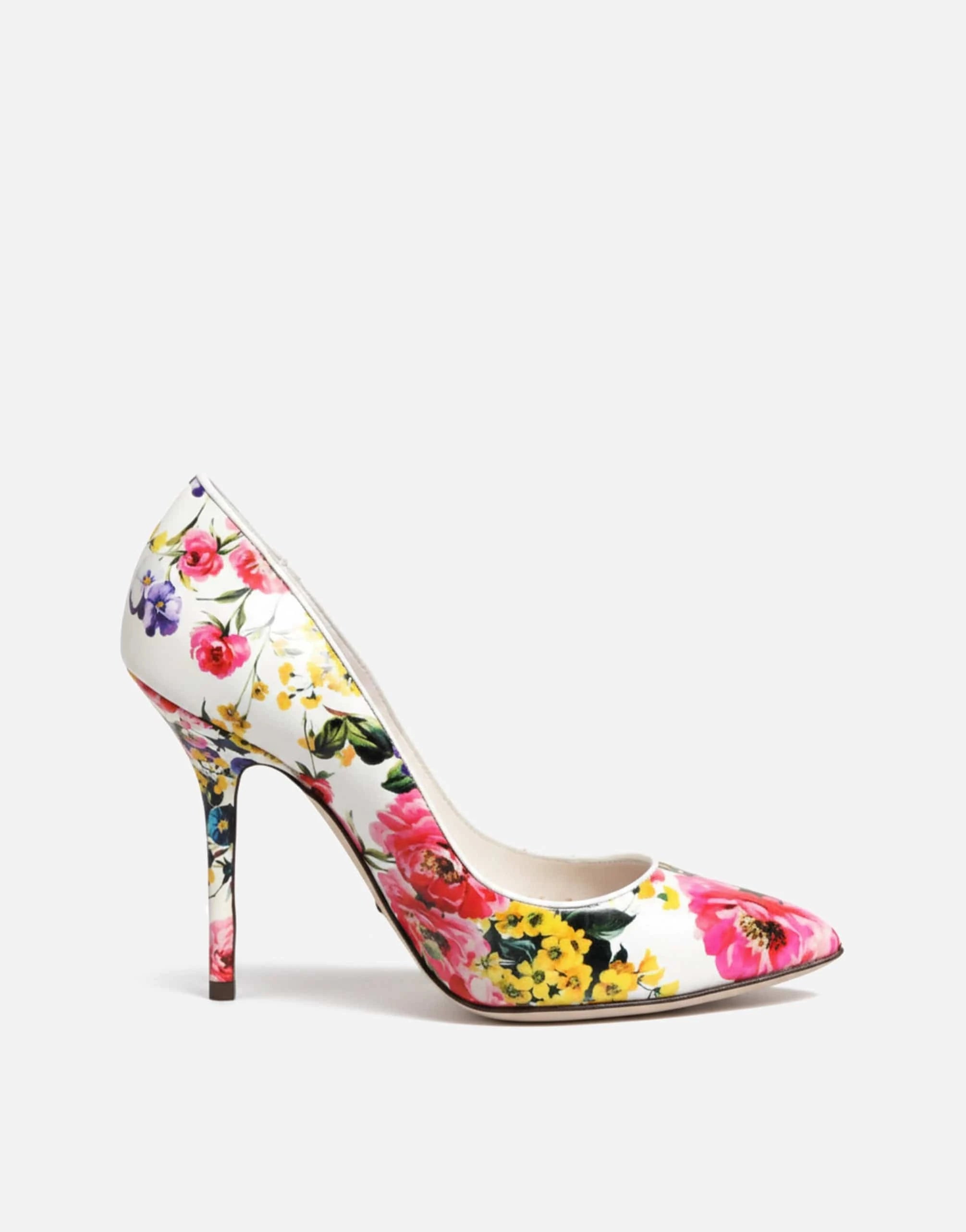 Dolce & Gabbana White Floral Leather Pumps