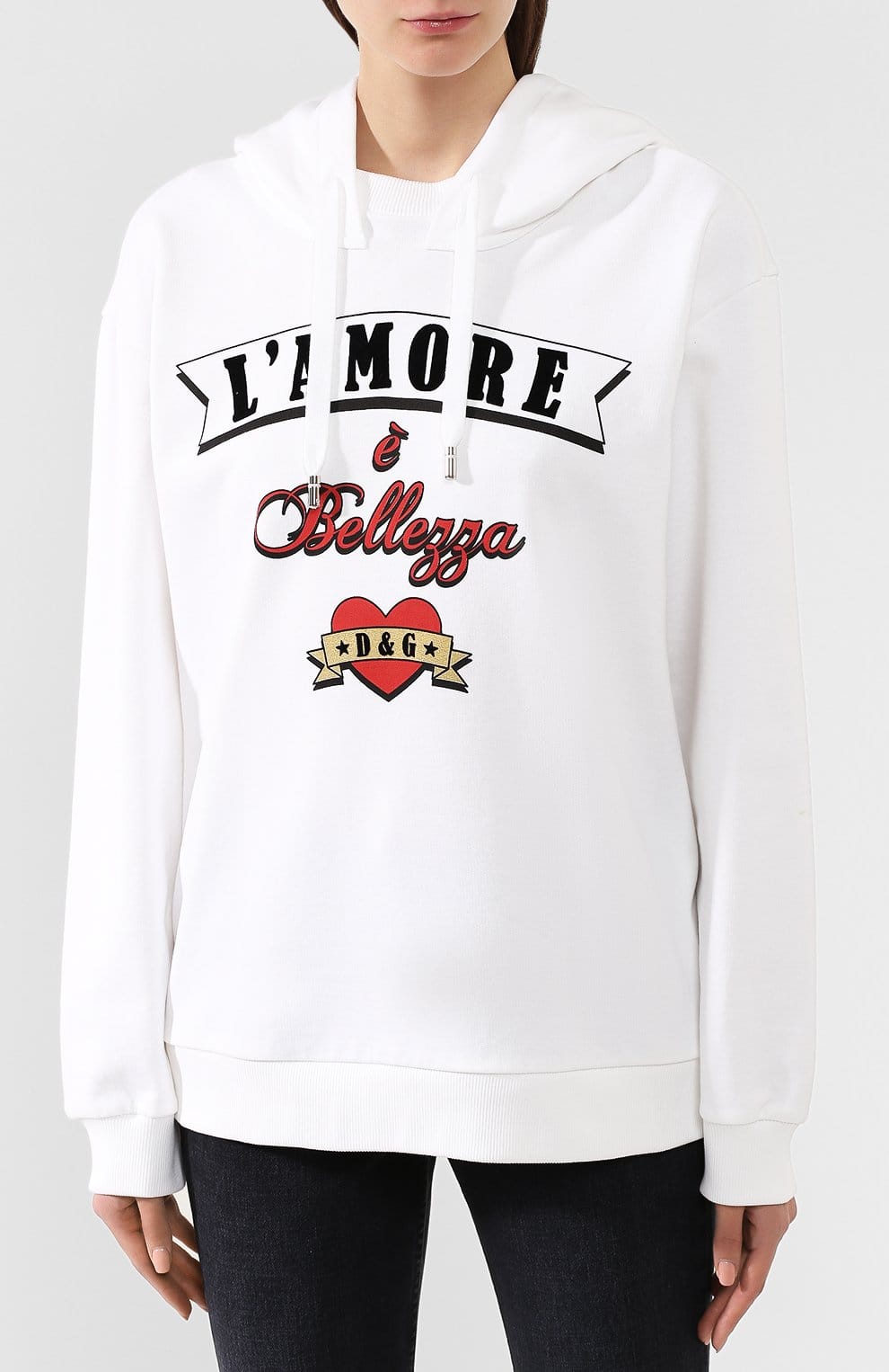 Dolce & Gabbana White L'Amore Cotton Hoodie