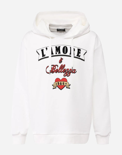 Dolce & Gabbana ホワイト L'Amore コットンフーディ | Sendegaro UK