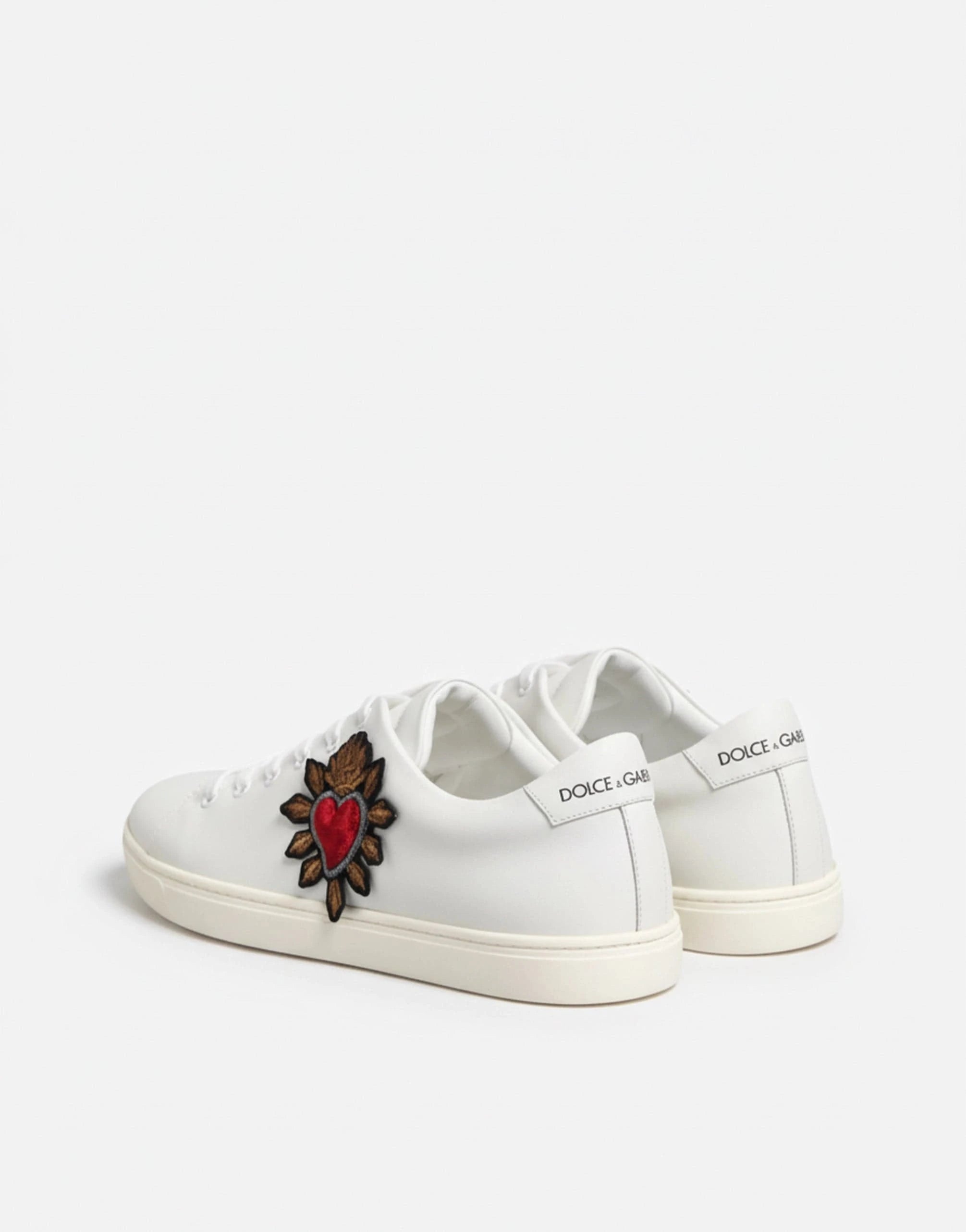 Dolce Gabbana Sneakers in pelle con patch bianco a forma di