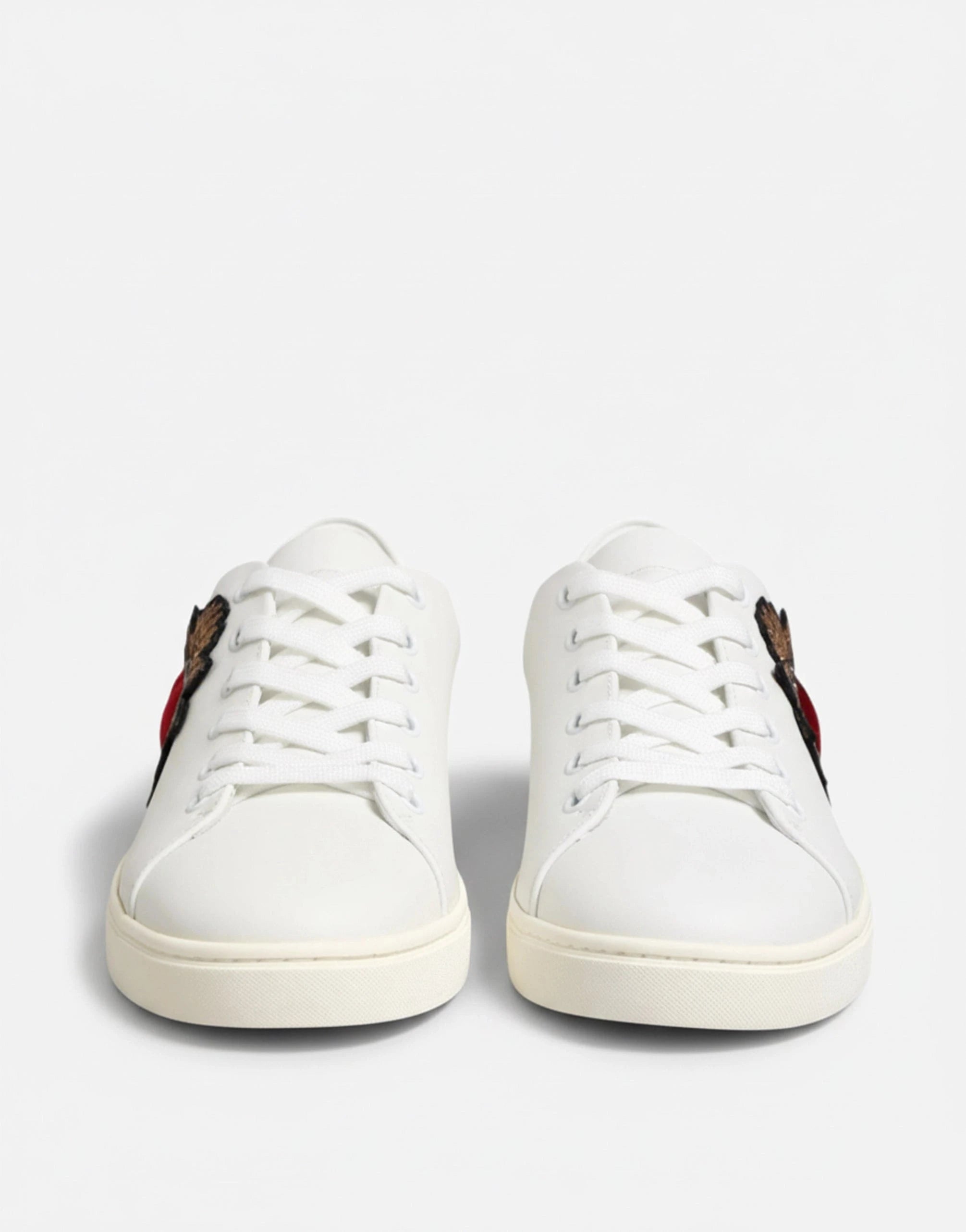 Dolce & Gabbana White Sacred-Heart Patch Leather Sneakers
