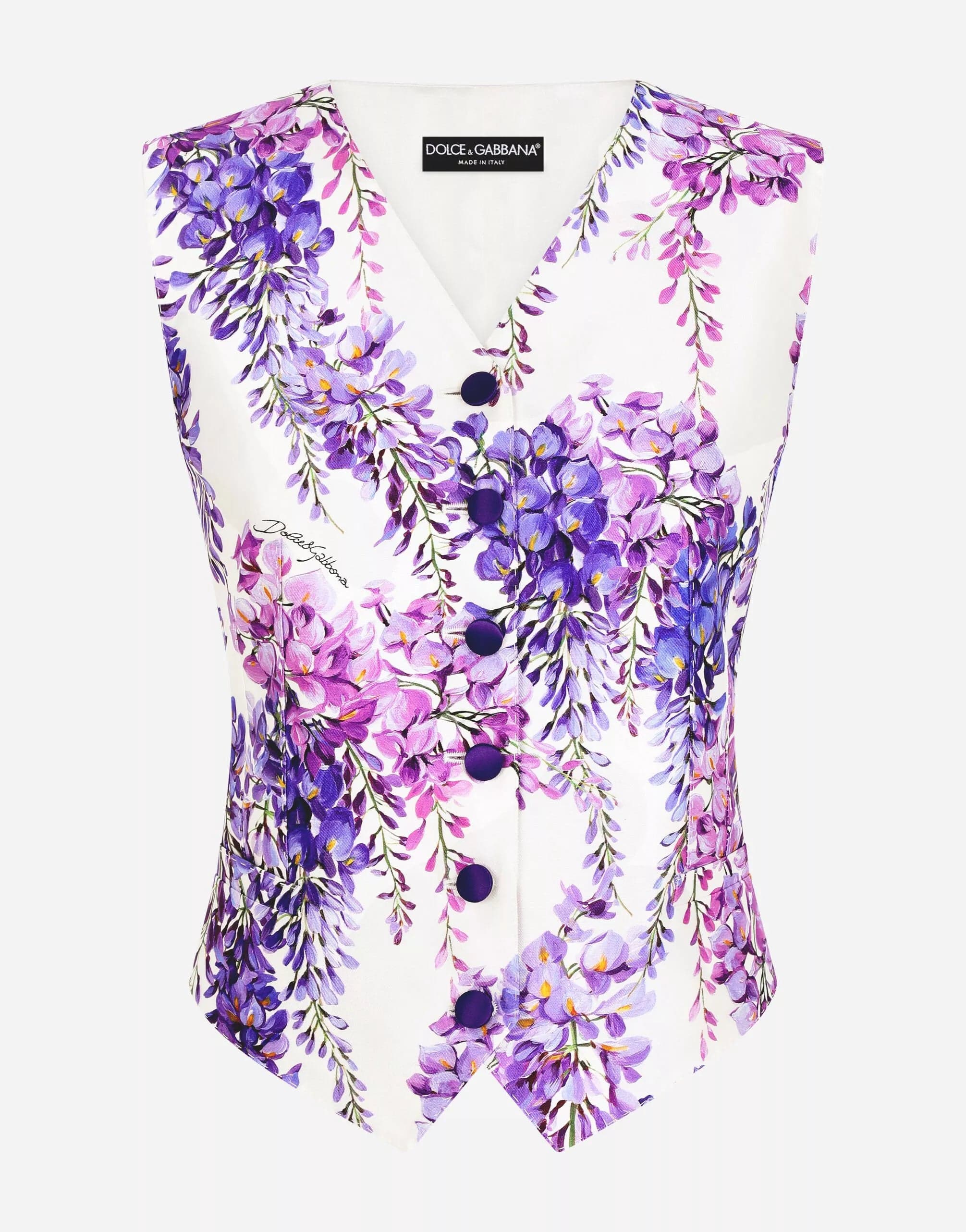 Dolce & Gabbana Wisteria-Print Mikado Vest