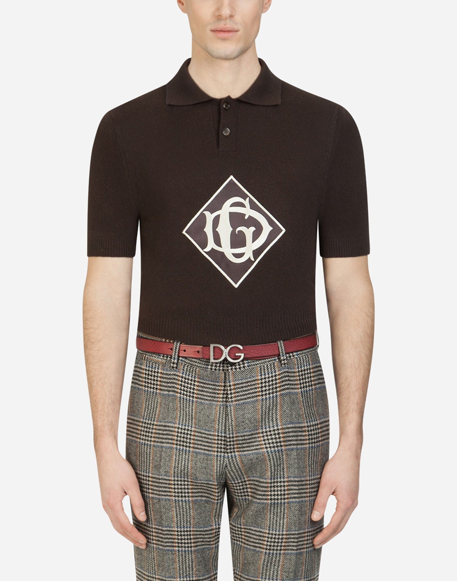 Dolce & Gabbana Wool DG Patch Polo Shirt