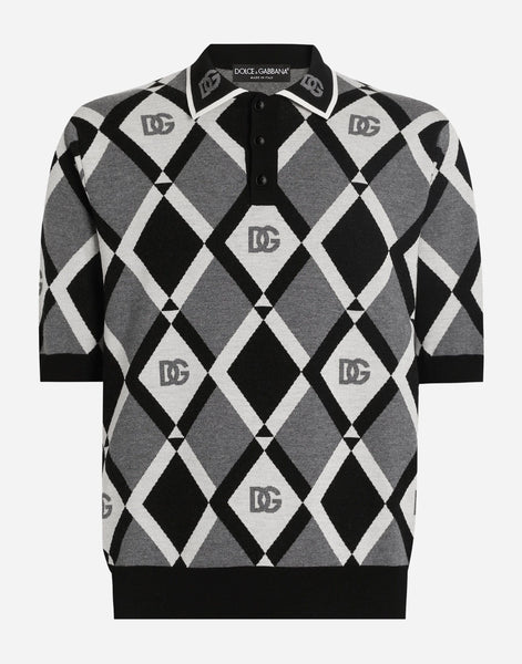 Dolce & Gabbana Wool Piqué Jacquard Polo Shirt | Sendegaro ZA