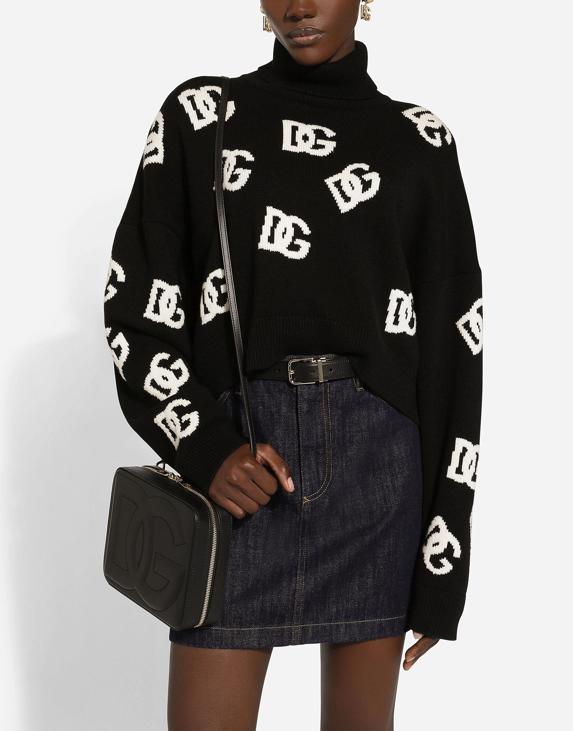 Dolce & Gabbana Wool Turtle-Neck Sweater With DG Logo