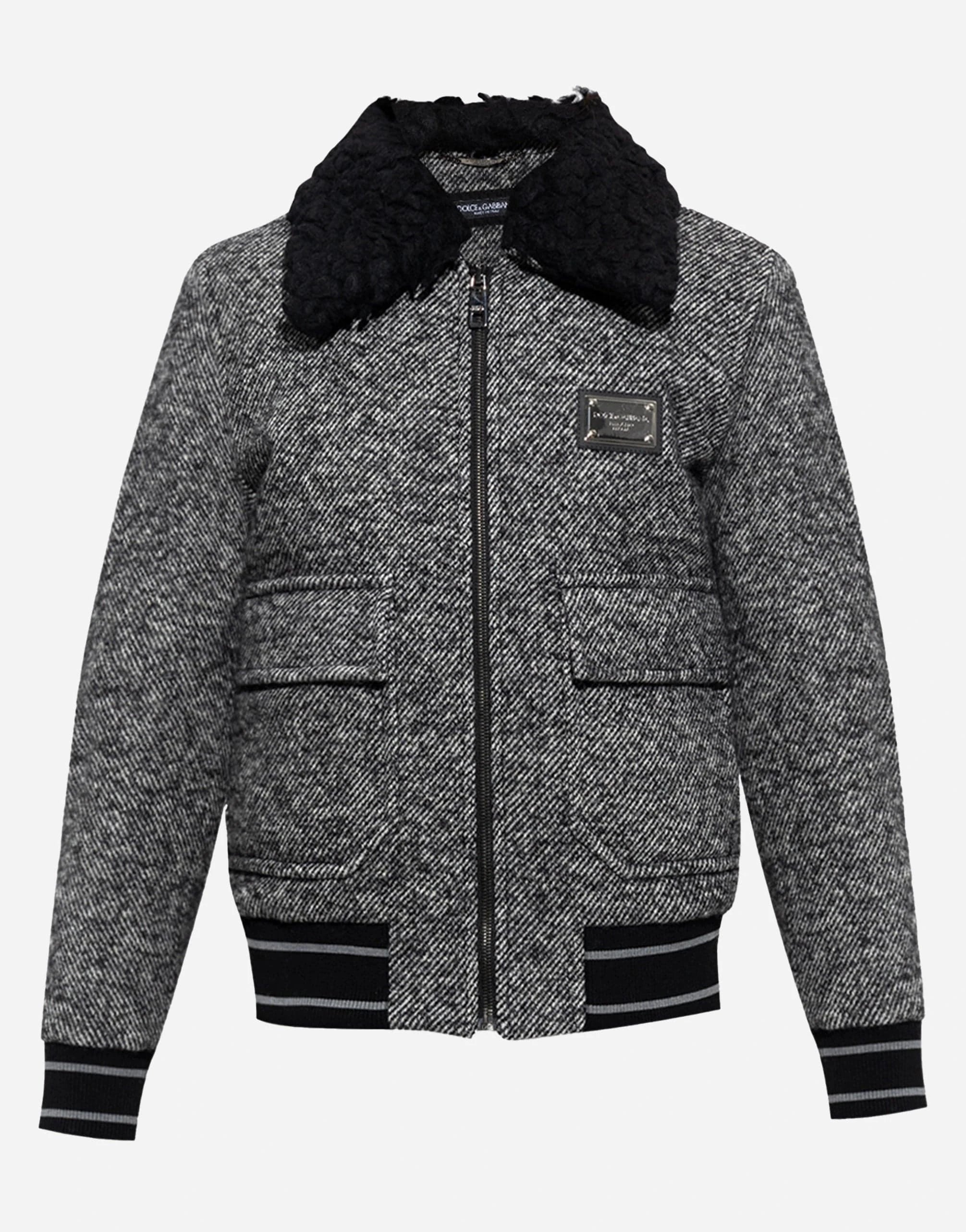 Dolce & Gabbana Wool Tweed Bomber Jacket