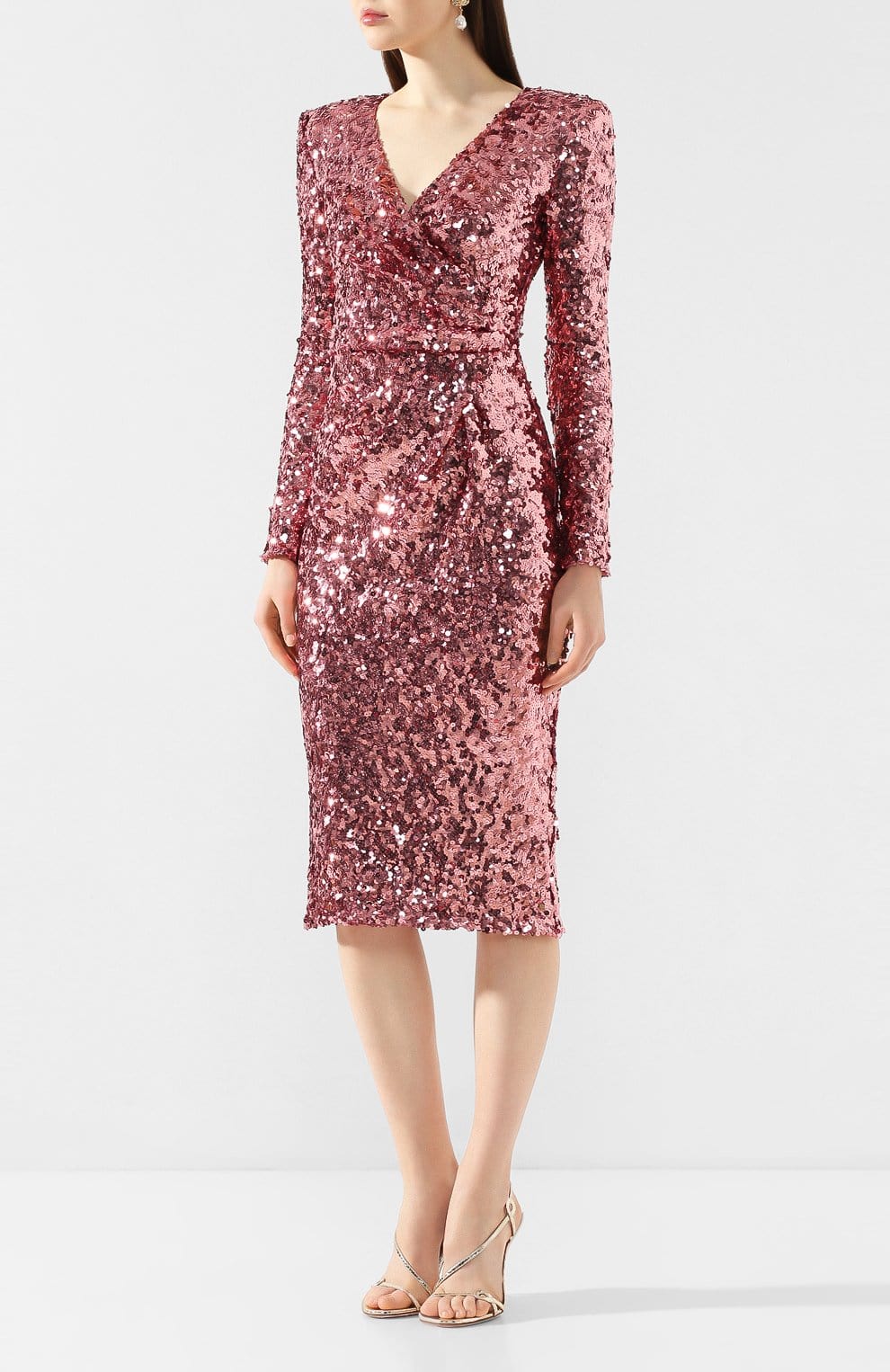 Dolce & Gabbana Wrap-Effect Sequined Midi Dress