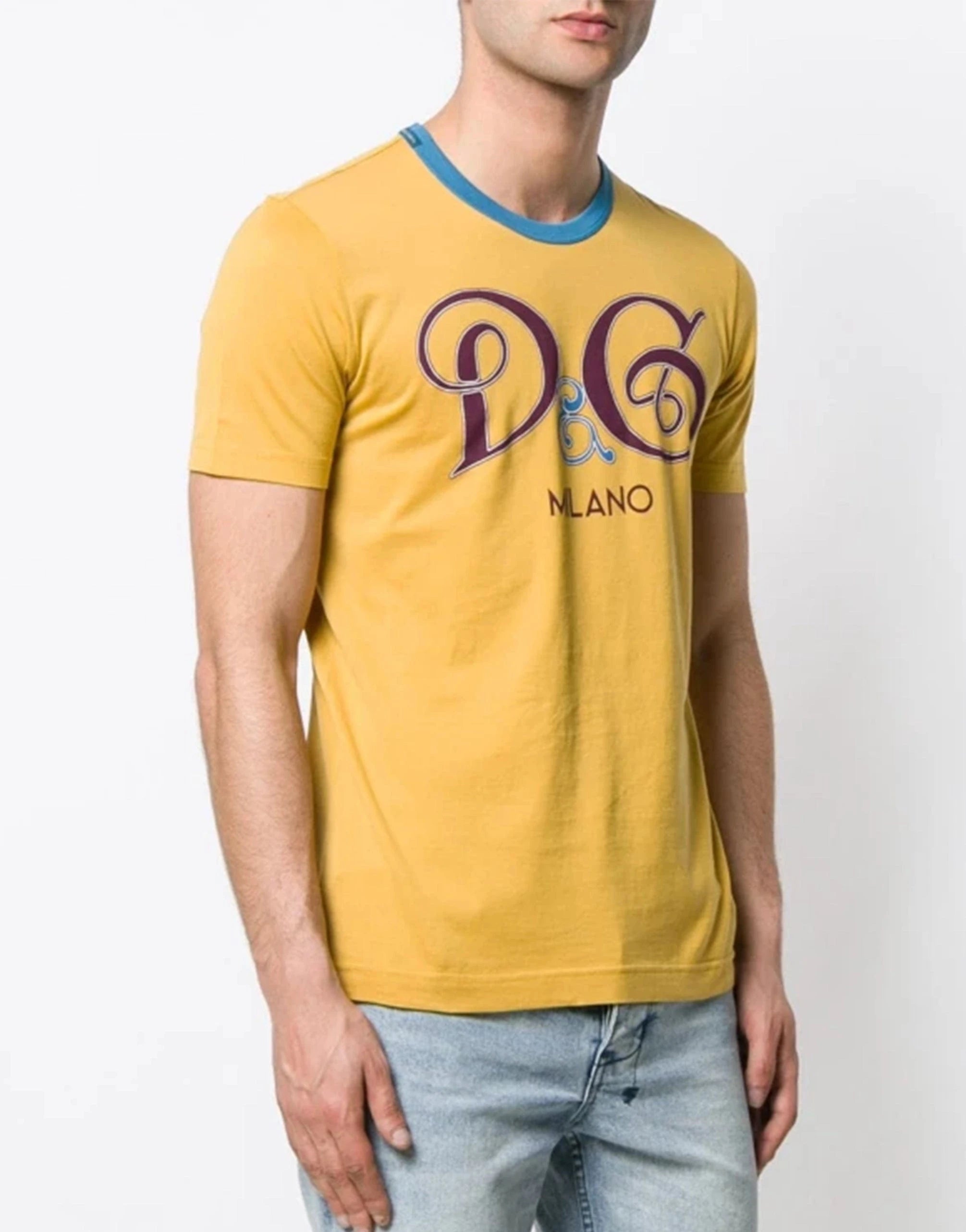 Dolce & Gabbana Yellow Logo Cotton T-Shirt | Sendegaro