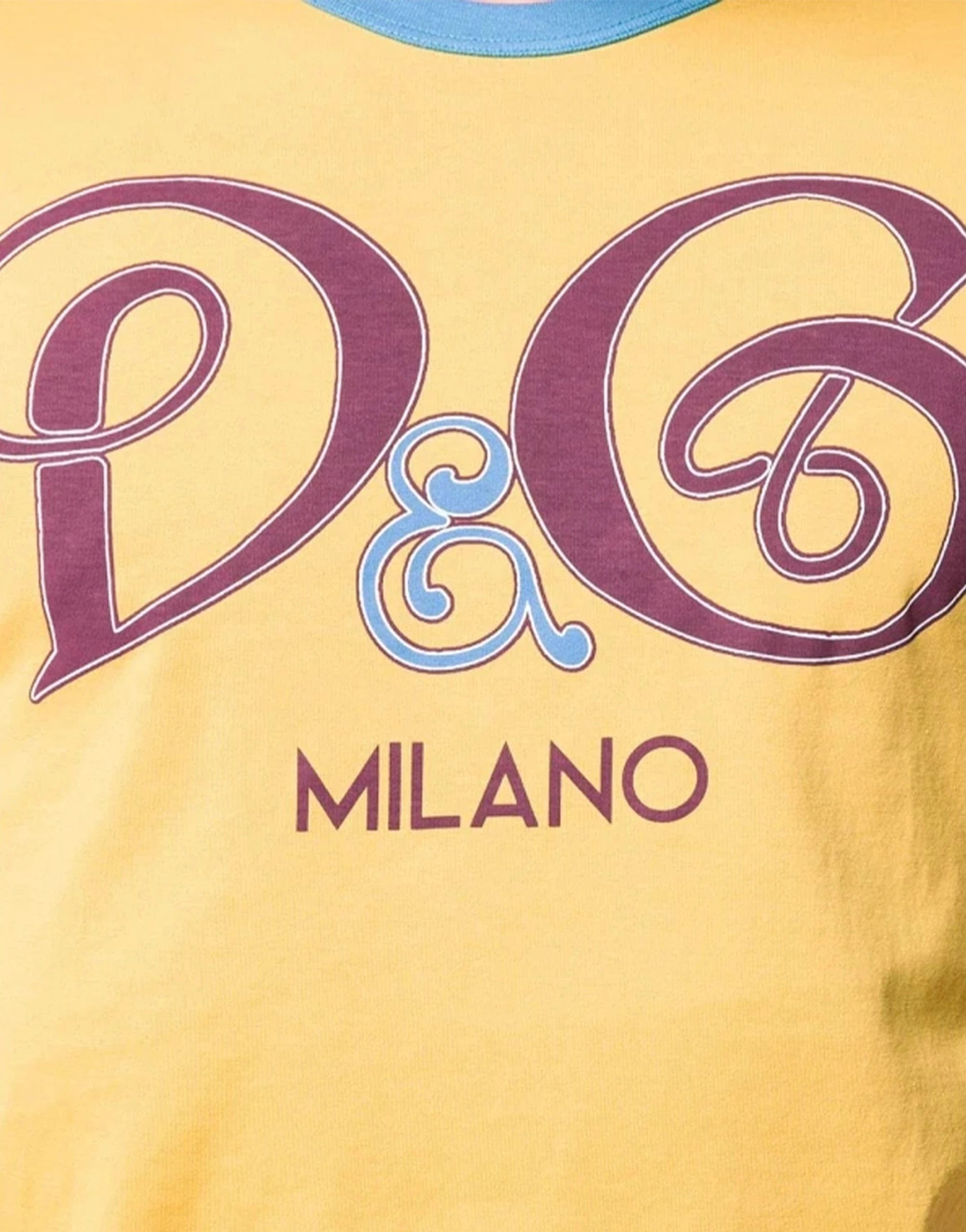 Dolce & Gabbana Yellow Logo Cotton T-Shirt | Sendegaro Dolce & Gabbana Yellow Logo Cotton T-Shirt | Sendegaro