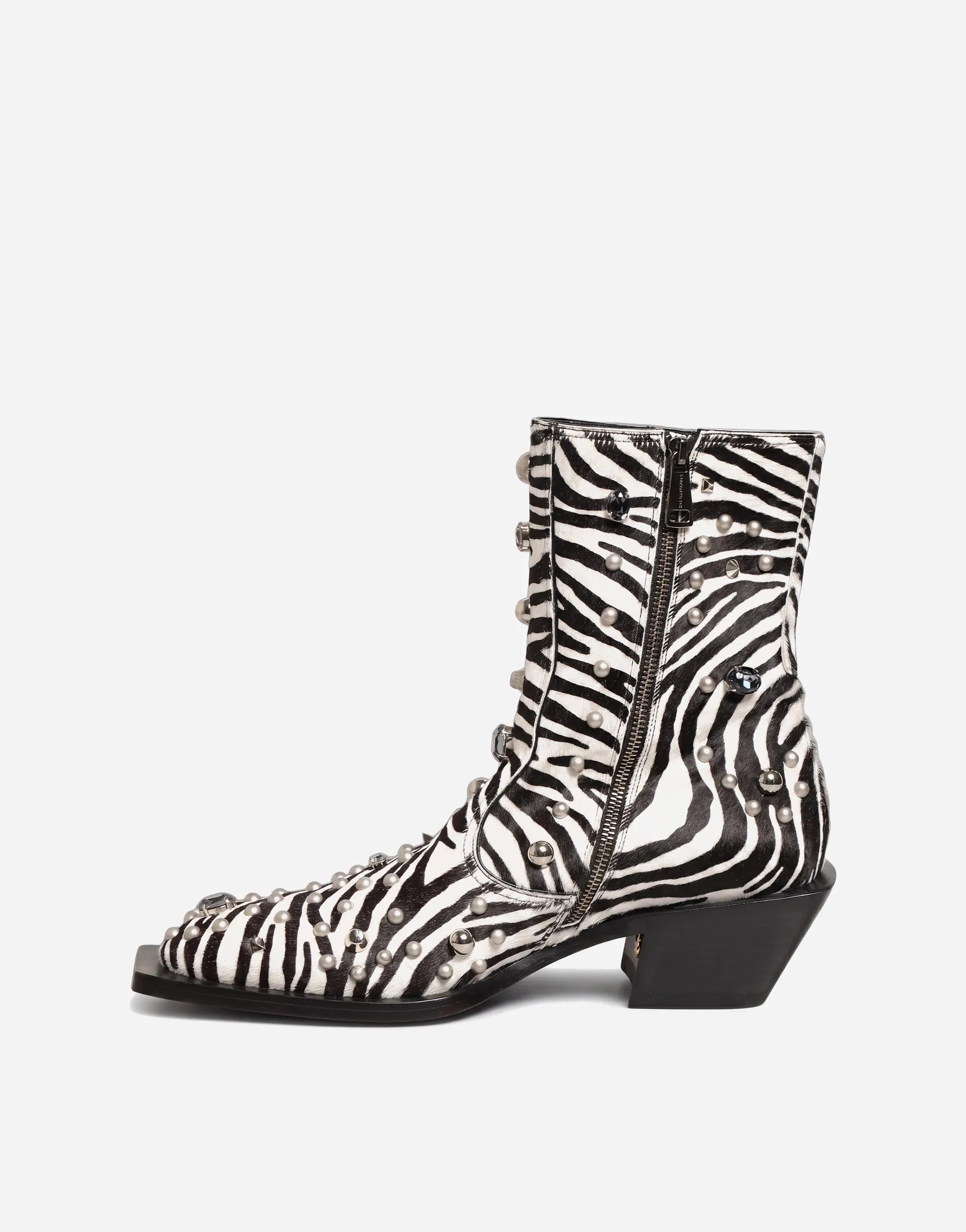 Dolce & Gabbana Dolce & Gabbana Zebra Crystal Embellished Leather Boots