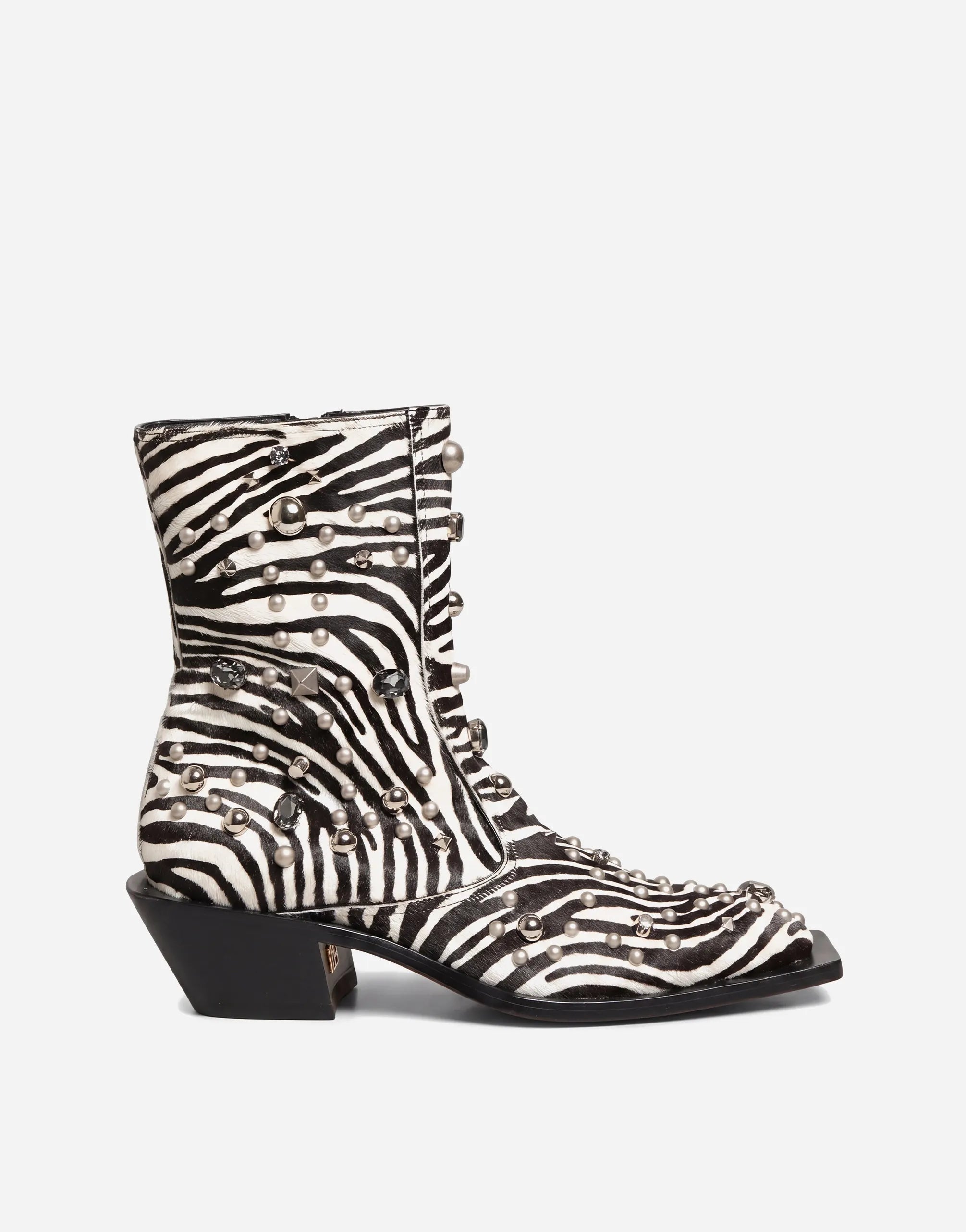 Dolce & Gabbana Dolce & Gabbana Zebra Crystal Embellished Leather Boots