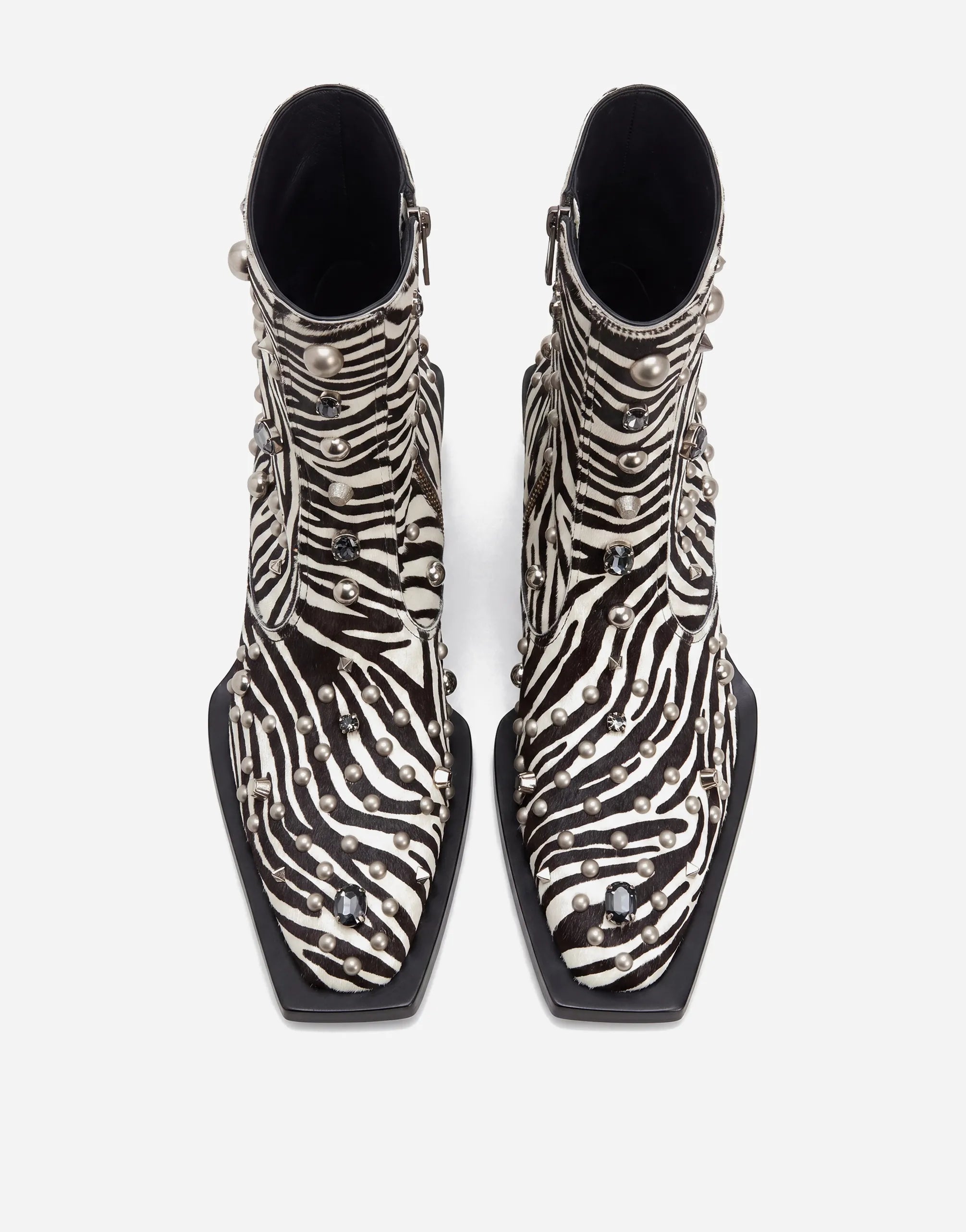 Dolce & Gabbana Dolce & Gabbana Zebra Crystal Embellished Leather Boots
