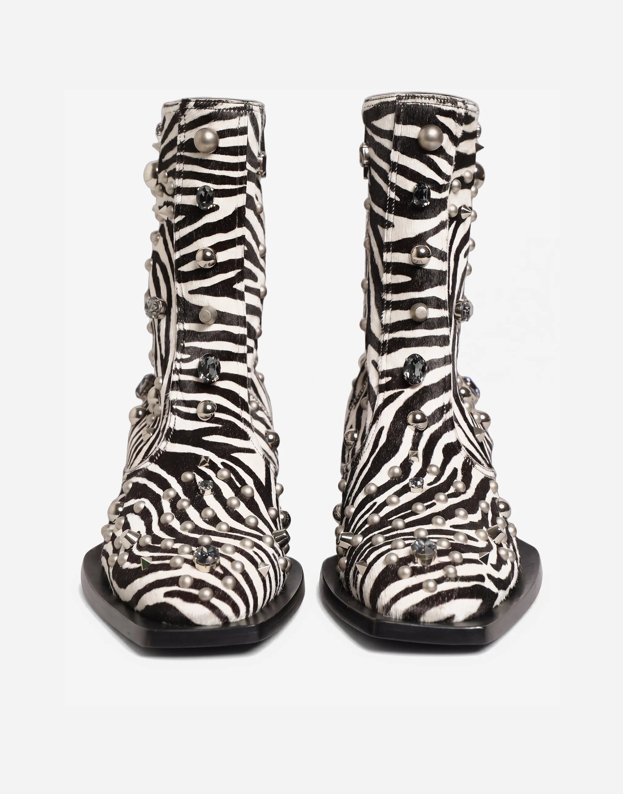 Dolce & Gabbana Dolce & Gabbana Zebra Crystal Embellished Leather Boots