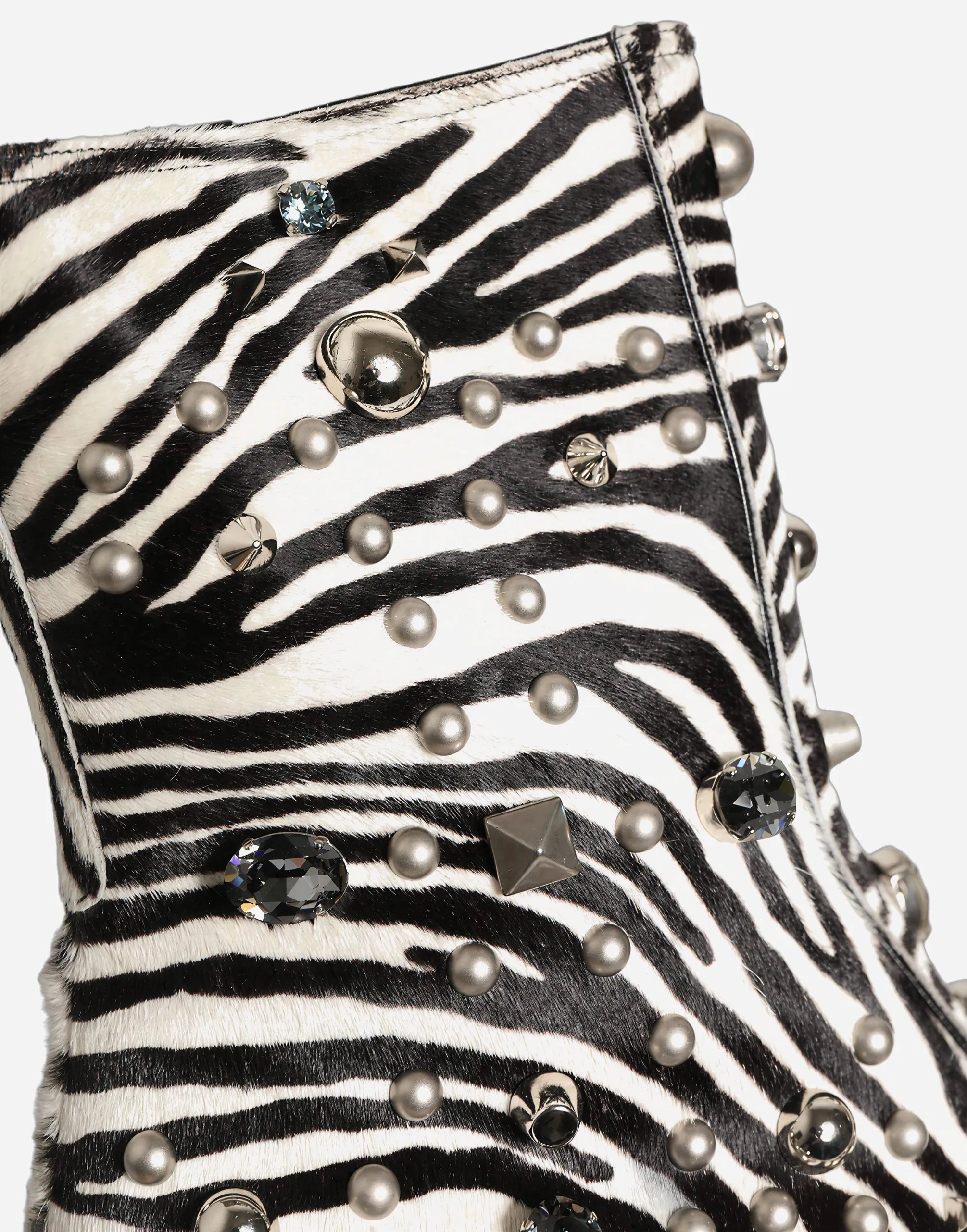 Dolce & Gabbana Dolce & Gabbana Zebra Crystal Embellished Leather Boots