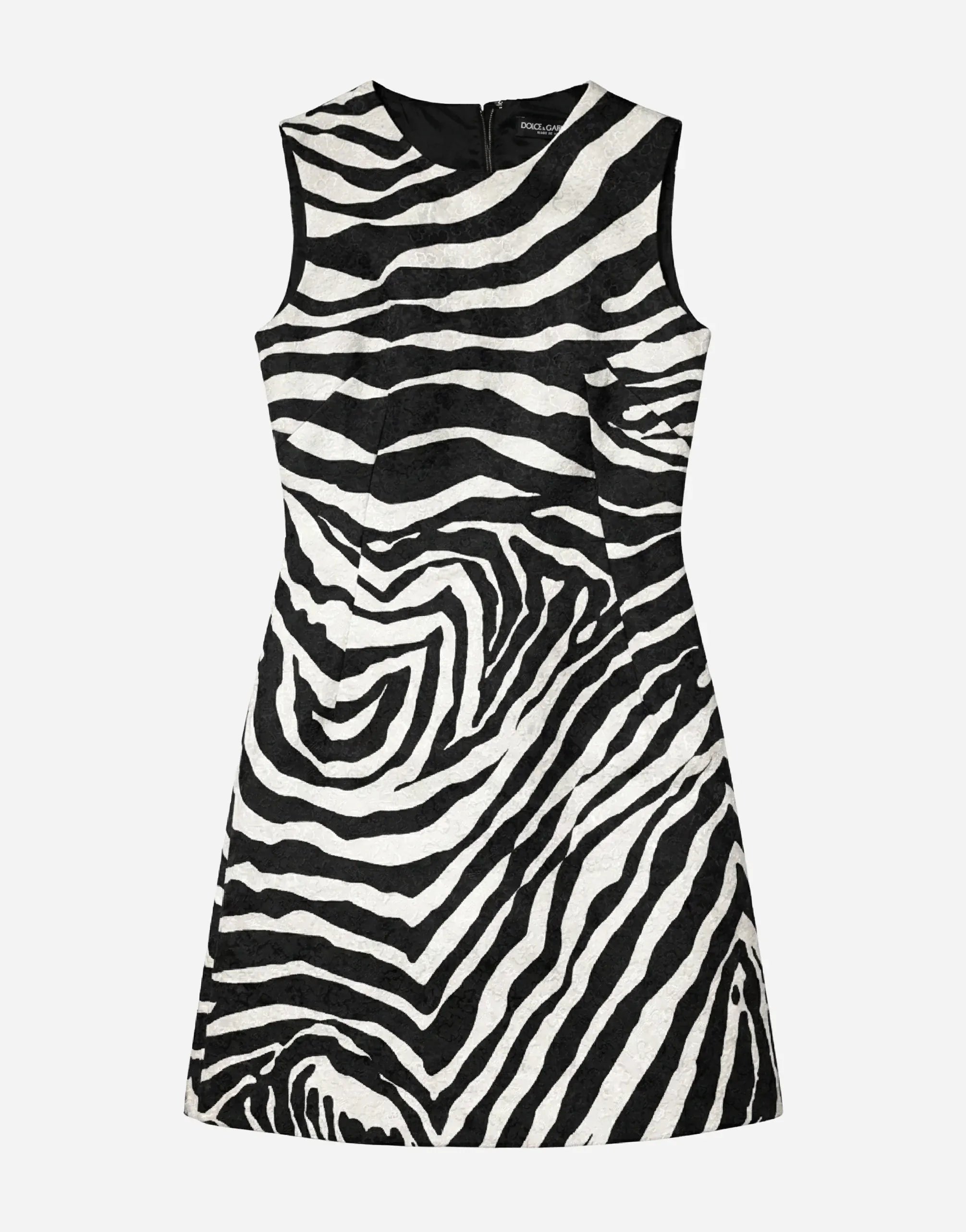 Dolce & Gabbana Zebra-Jacquard Sleeveless A-Line Mini Dress