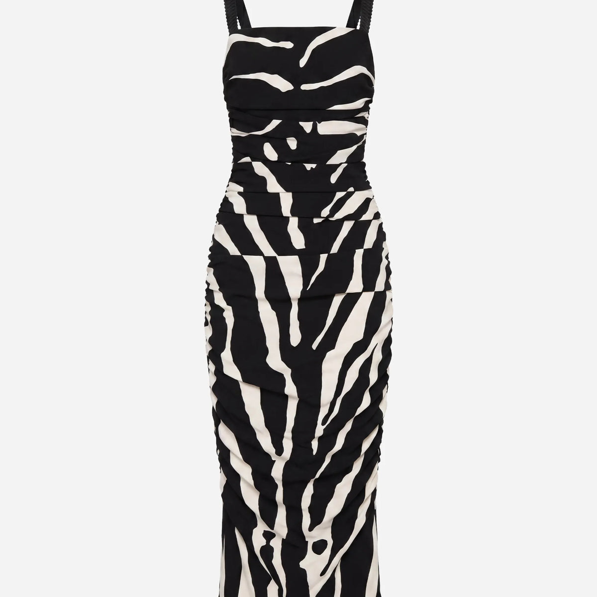 Dolce & Gabbana Black White Zebra Cady Calf Length Dress