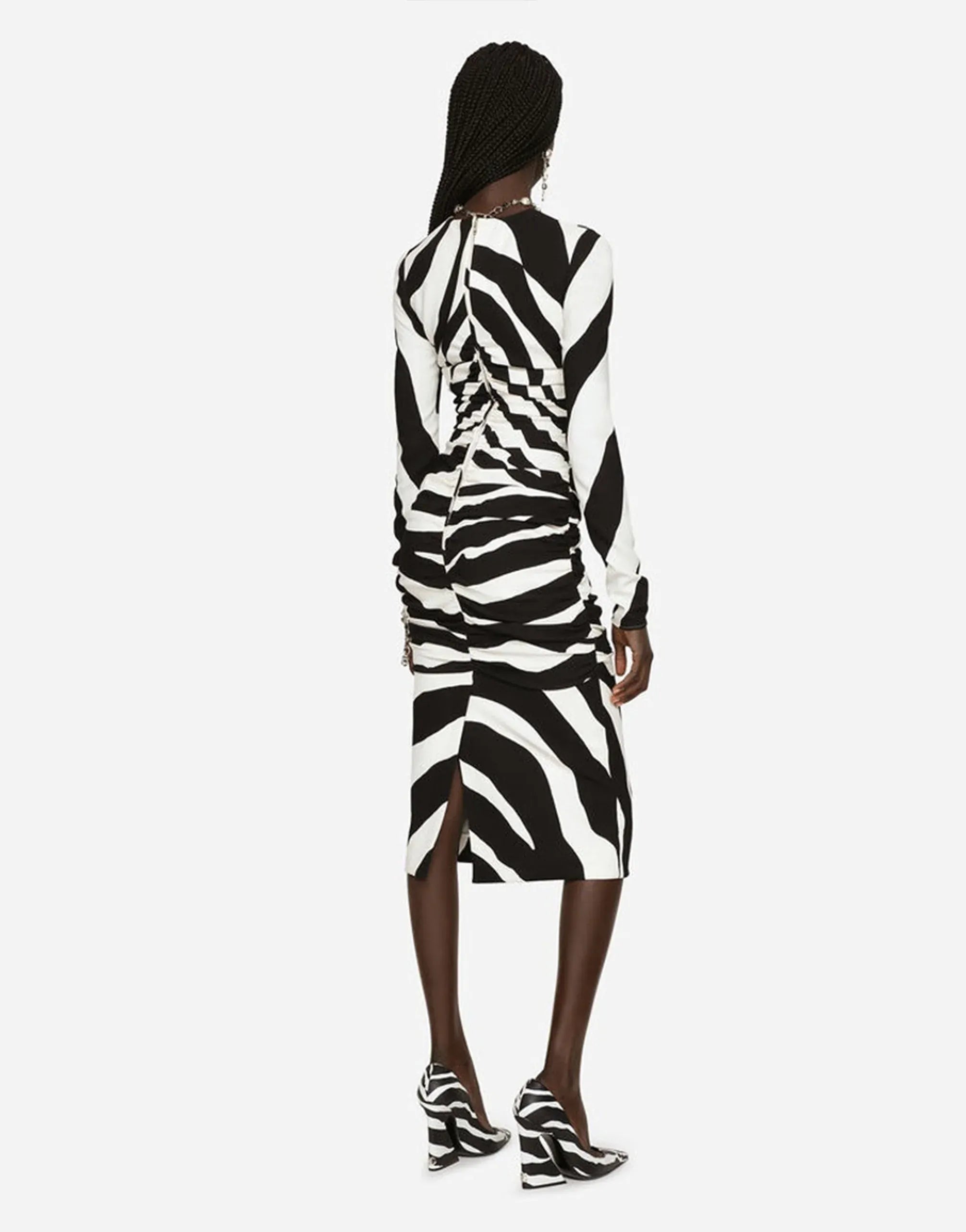 Dolce & Gabbana Zebra-Print Cady Midi Dress
