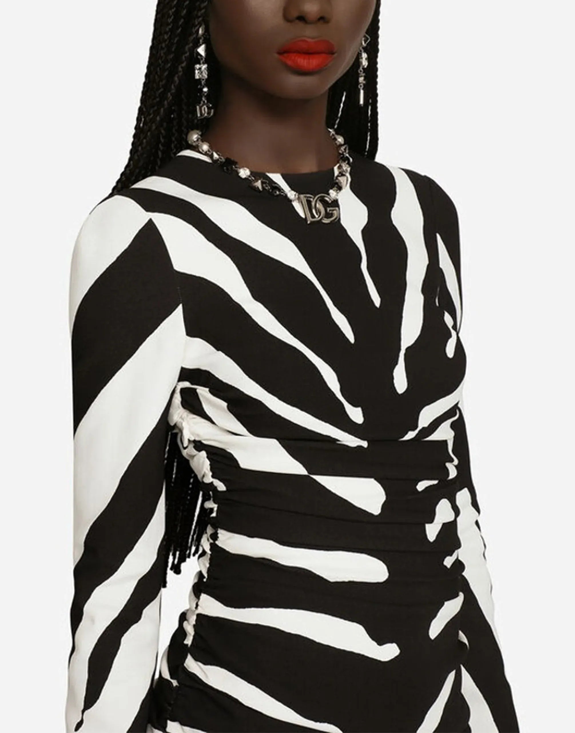 Dolce & Gabbana Zebra-Print Cady Midi Dress