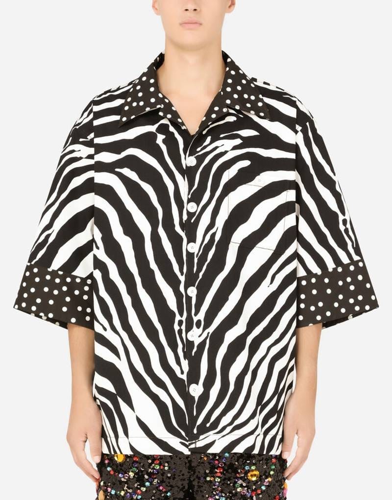 Dolce & Gabbana Zebra Print Cotton Hawaiian Shirt