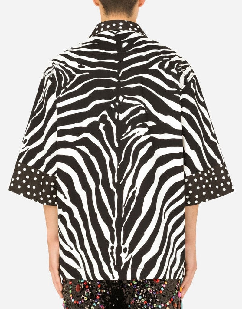 Dolce & Gabbana Zebra Print Cotton Hawaiian Shirt