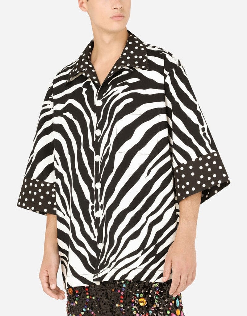 Dolce & Gabbana Zebra Print Cotton Hawaiian Shirt