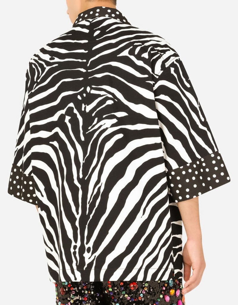 Dolce & Gabbana Zebra Print Cotton Hawaiian Shirt
