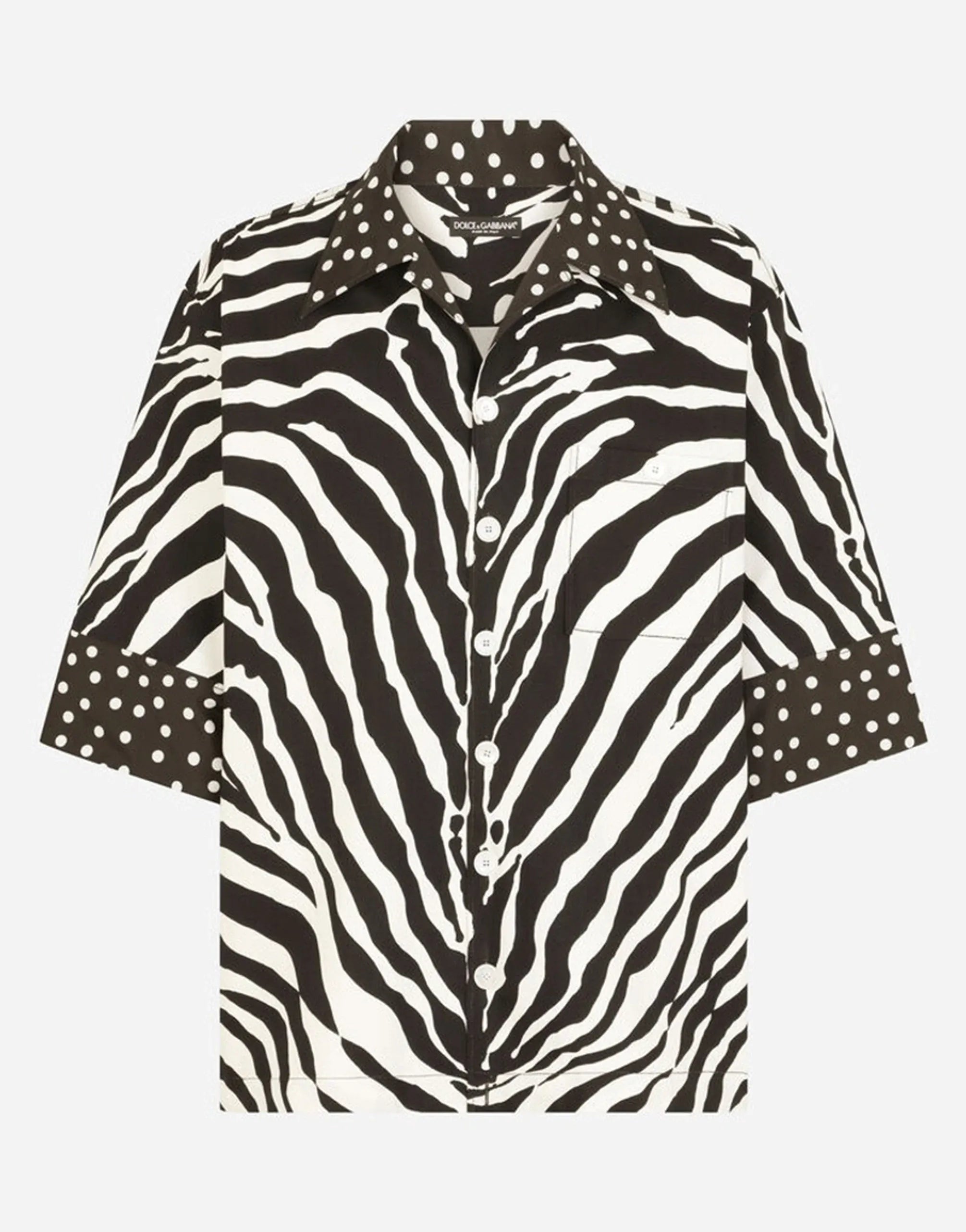Dolce & Gabbana Zebra Print Cotton Hawaiian Shirt