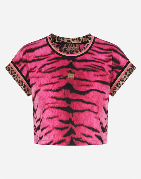 Dolce & Gabbana Zebra Print Cropped T-Shirt | Sendegaro