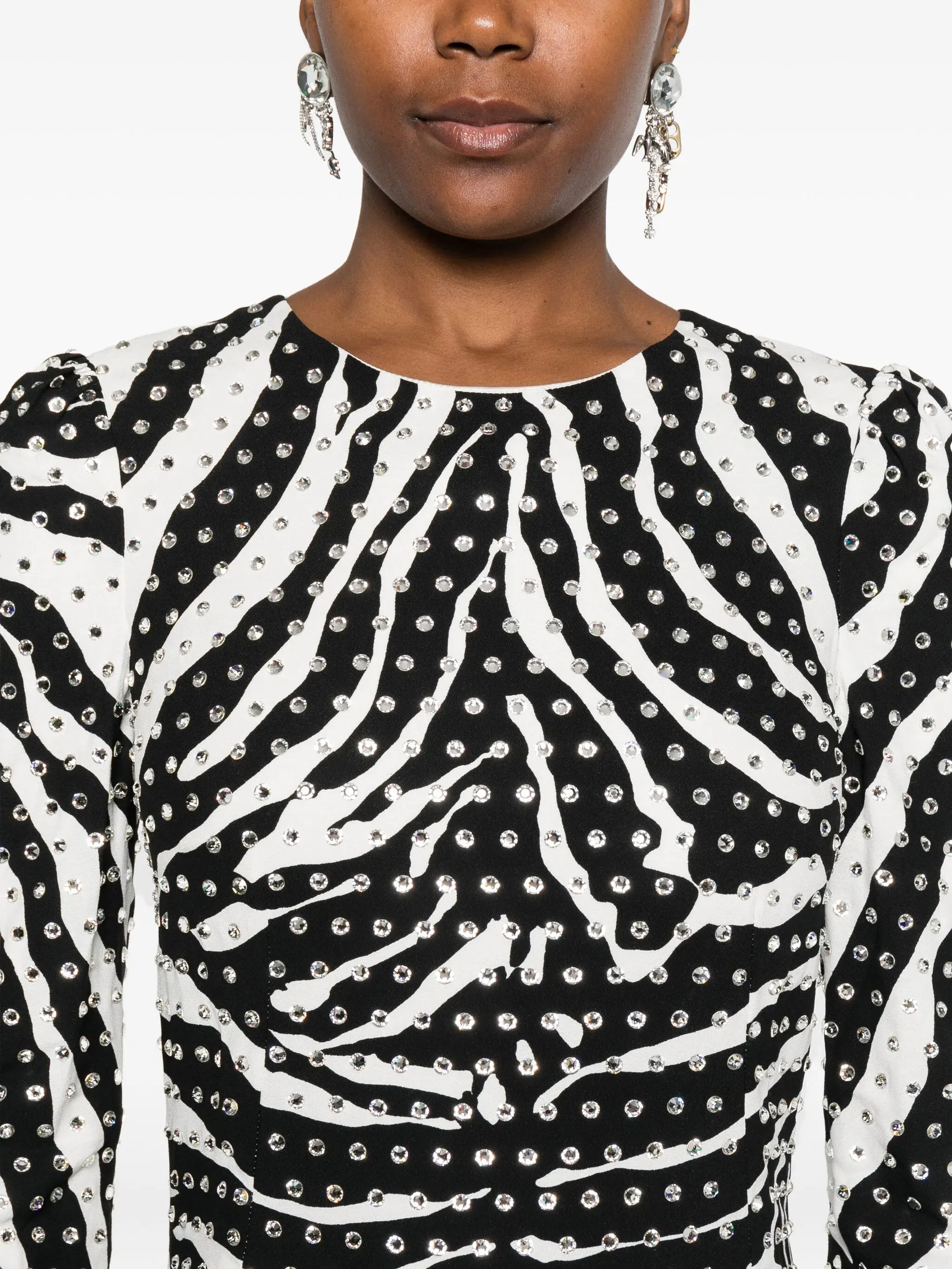 Dolce & Gabbana Zebra-Print Crystal-Embellished Mini Dress