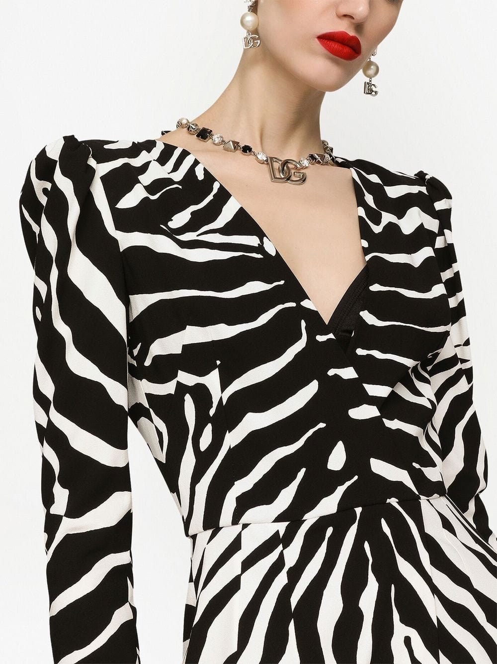 Dolce & Gabbana Zebra-Print Long-Sleeve Dress