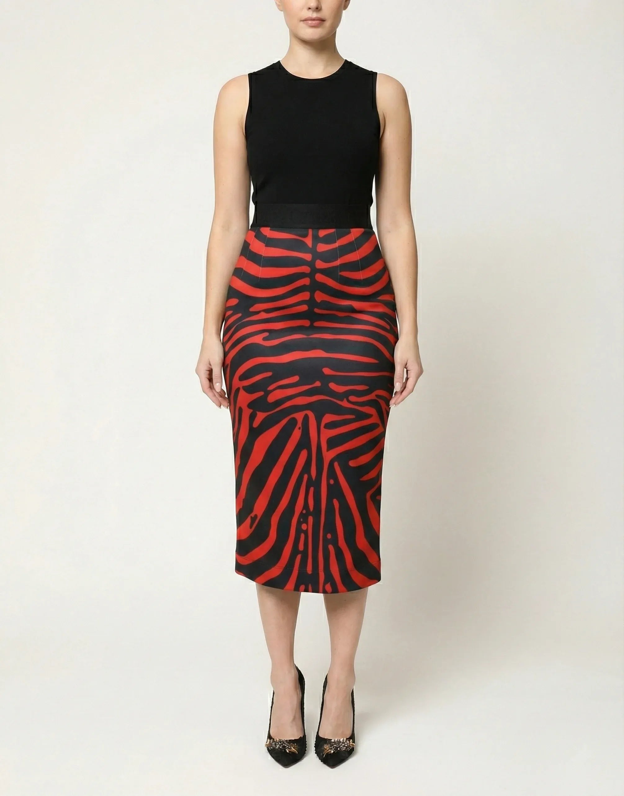 Dolce & Gabbana Zebra Print Pencil Midi Skirt